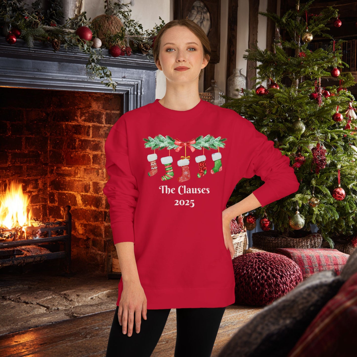 Merry Christmas Stockings Custom Unisex Sweatshirt, Have a Very Merry Christmas! Personalized text is optional.