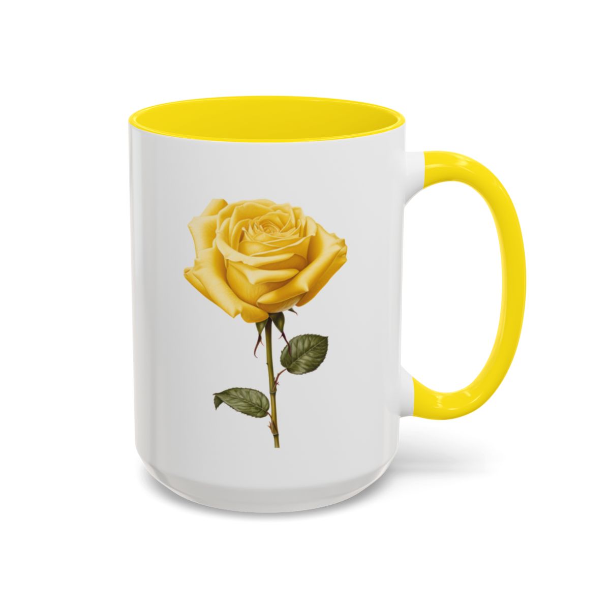 Personalized Language of Flowers Yellow Rose Coffee Mugs, 15oz. Add Custom Text to this Rose cup to make it a perfect gift!