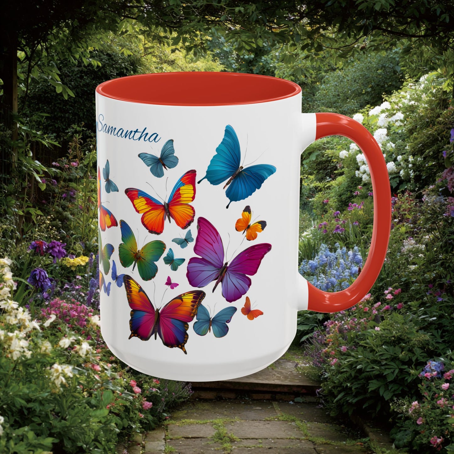 Personalized Butterfly Coffee Cup 15oz. Just add your Custom name to make this a perfect gift! Butterfly cup, Butterflies mug, Grandma Cup
