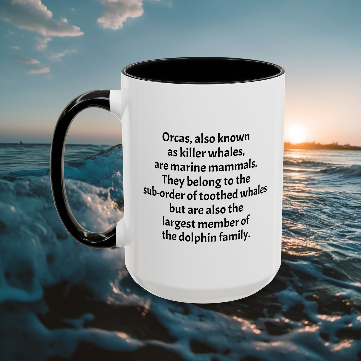 Killer Whale Custom Coffee Cup 15 Oz, Killer Whale Cup, Personalized Orca Mug, Add your custom text cup, Orca drawing