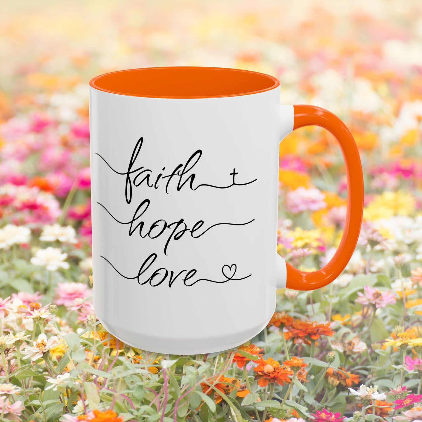 Faith Hope Love Script Coffee Cup 15 Oz, This is the perfect gift for your Christian friend, wife, daughter or teacher!