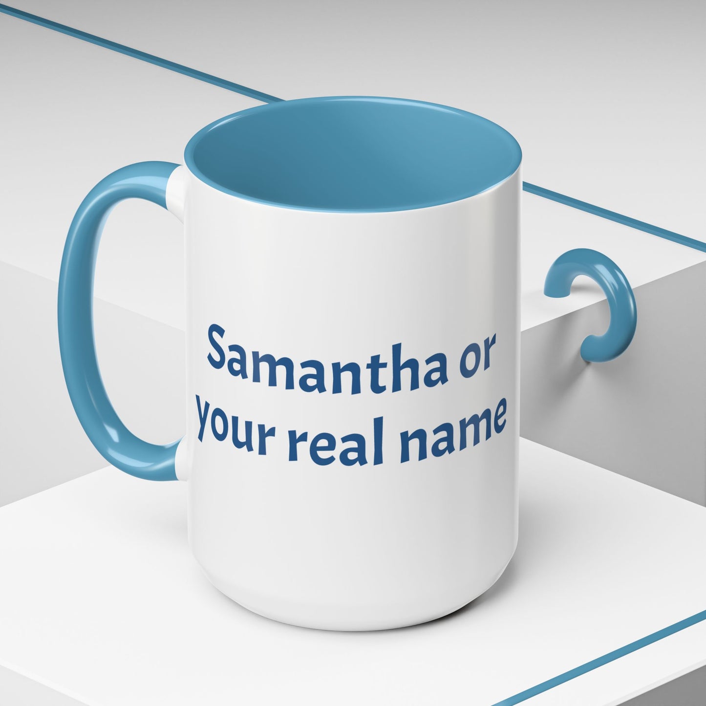 Don't Worry Beach Happy Personalized Coffee Cup 15oz. Custom name is optional. Perfect gift for the beach lover in your life or yourself.