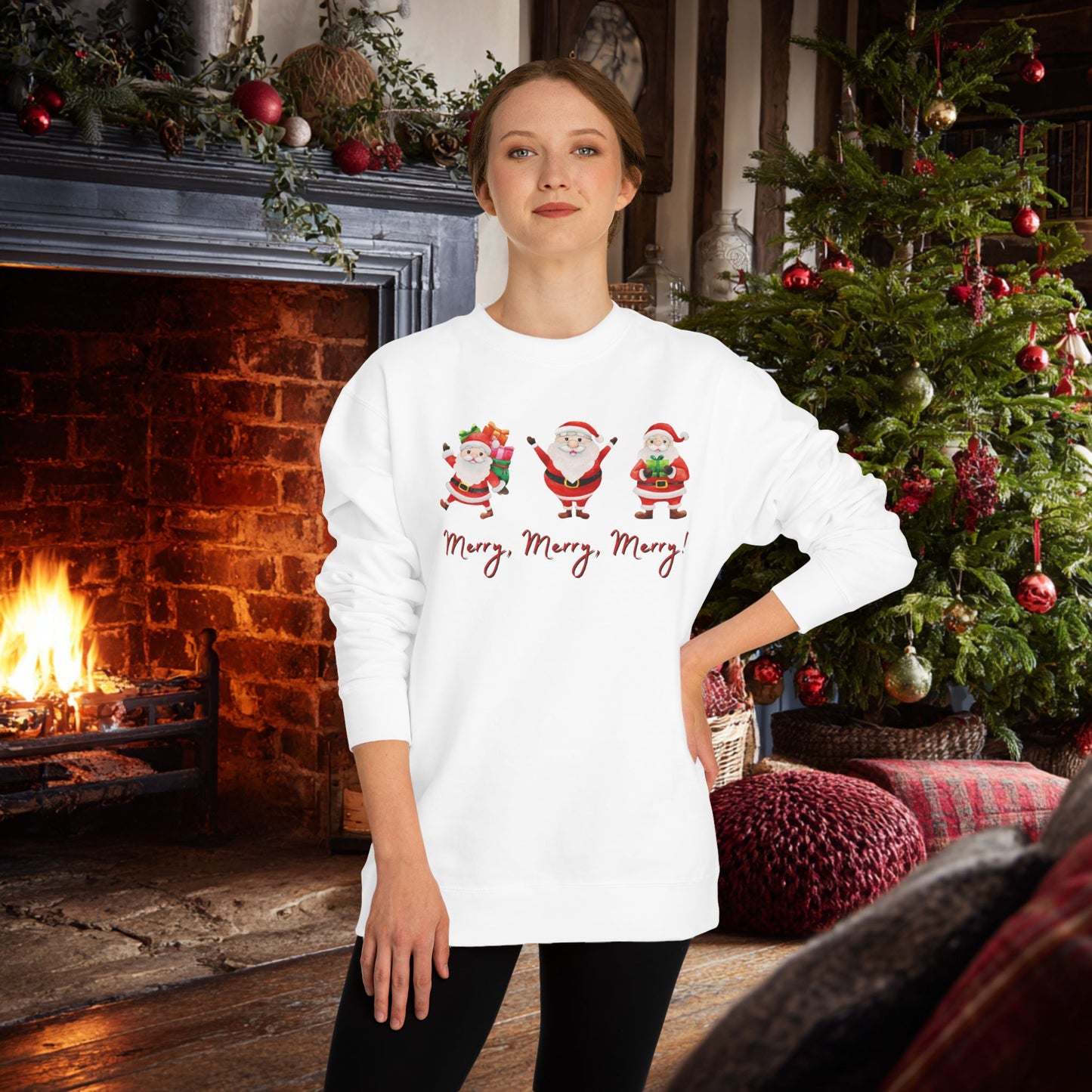 Merry, Merry, Merry Santas Unisex Sweatshirt, Have a Very Merry Christmas!