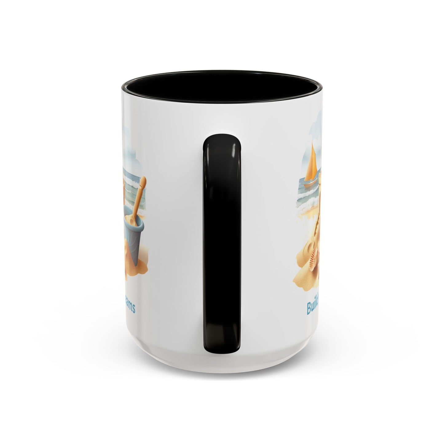 Sand Castle Build your Dreams Coffee Cup, 15oz. Beach Sand Castle coffee cup. Great gift for Mom. Great beach gift.