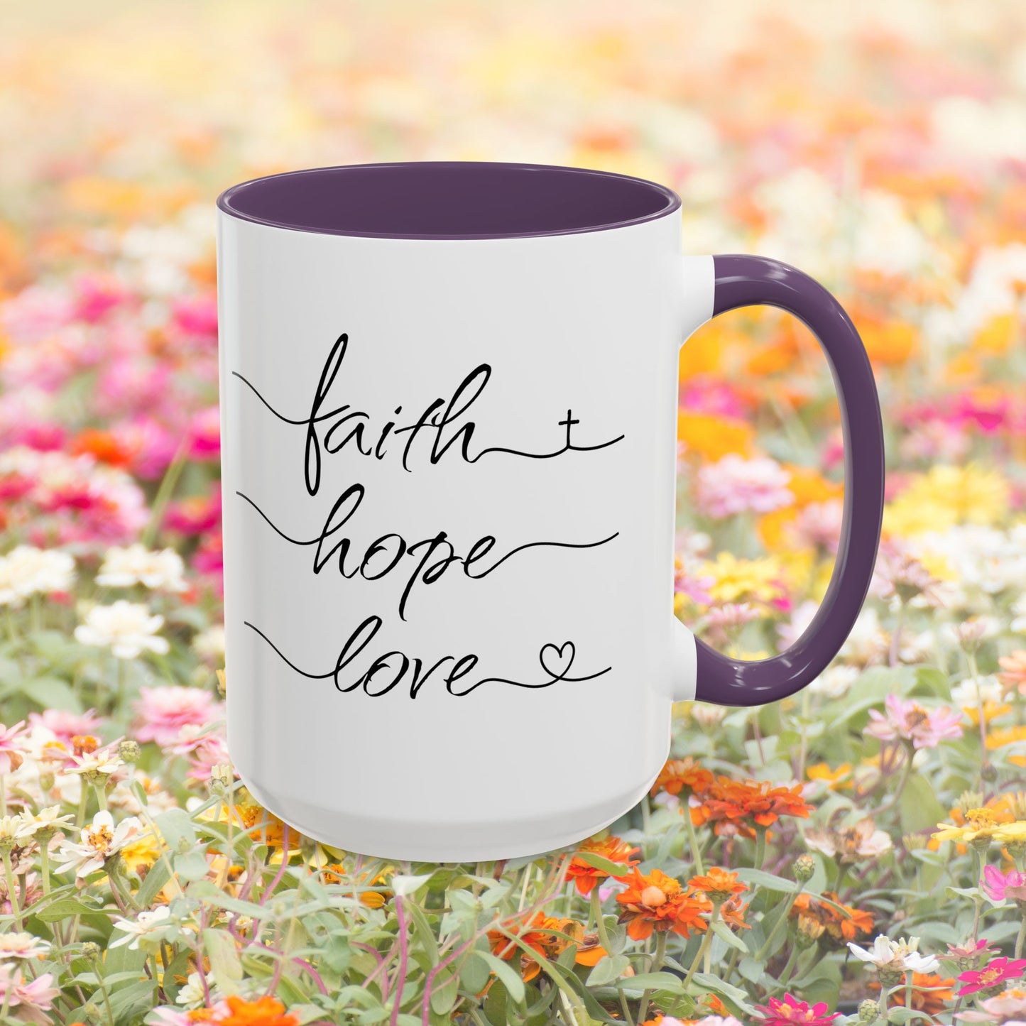 Faith Hope Love Script Coffee Cup 15 Oz, This is the perfect gift for your Christian friend, wife, daughter or teacher!