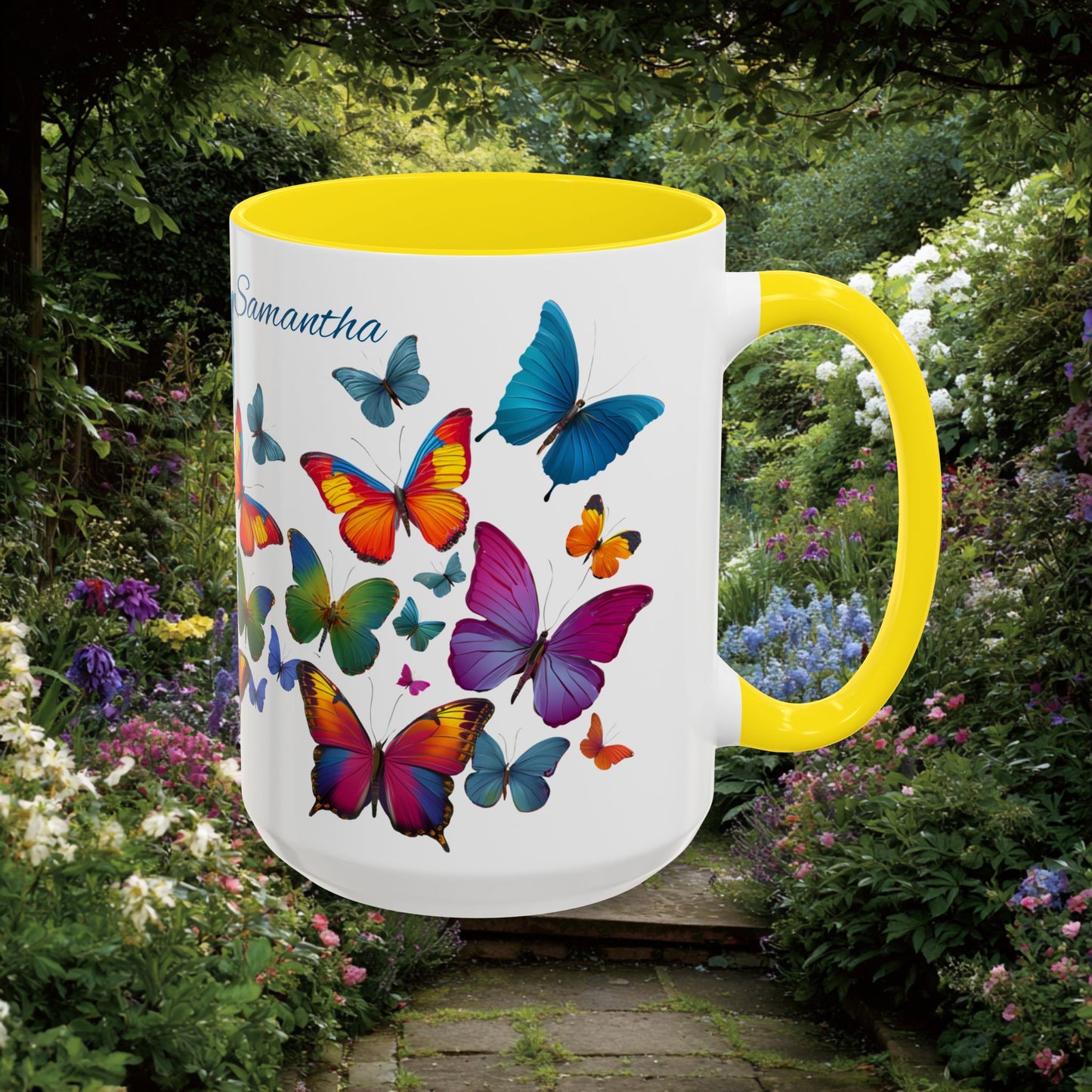 Personalized Butterfly Coffee Cup 15oz. Just add your Custom name to make this a perfect gift! Butterfly cup, Butterflies mug, Grandma Cup
