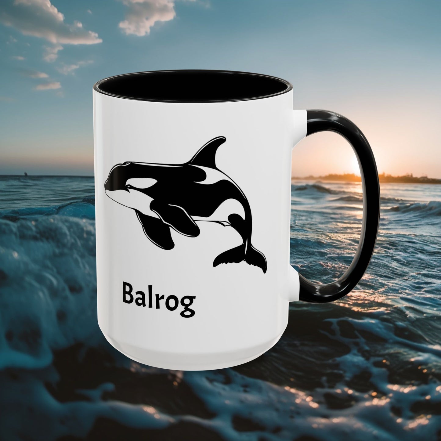 Killer Whale Custom Coffee Cup 15 Oz, Killer Whale Cup, Personalized Orca Mug, Add your custom text cup, Orca drawing