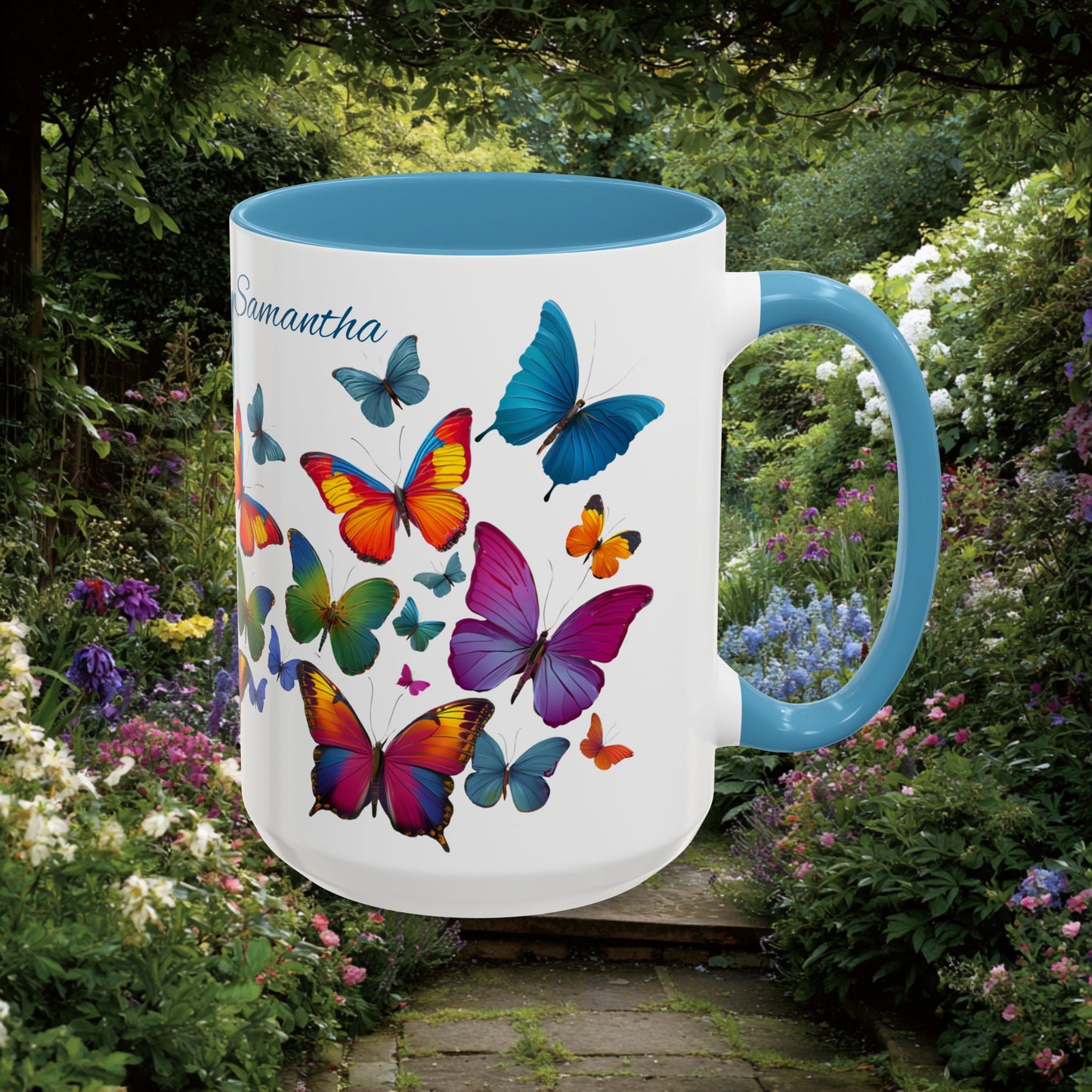 Personalized Butterfly Coffee Cup 15oz. Just add your Custom name to make this a perfect gift! Butterfly cup, Butterflies mug, Grandma Cup