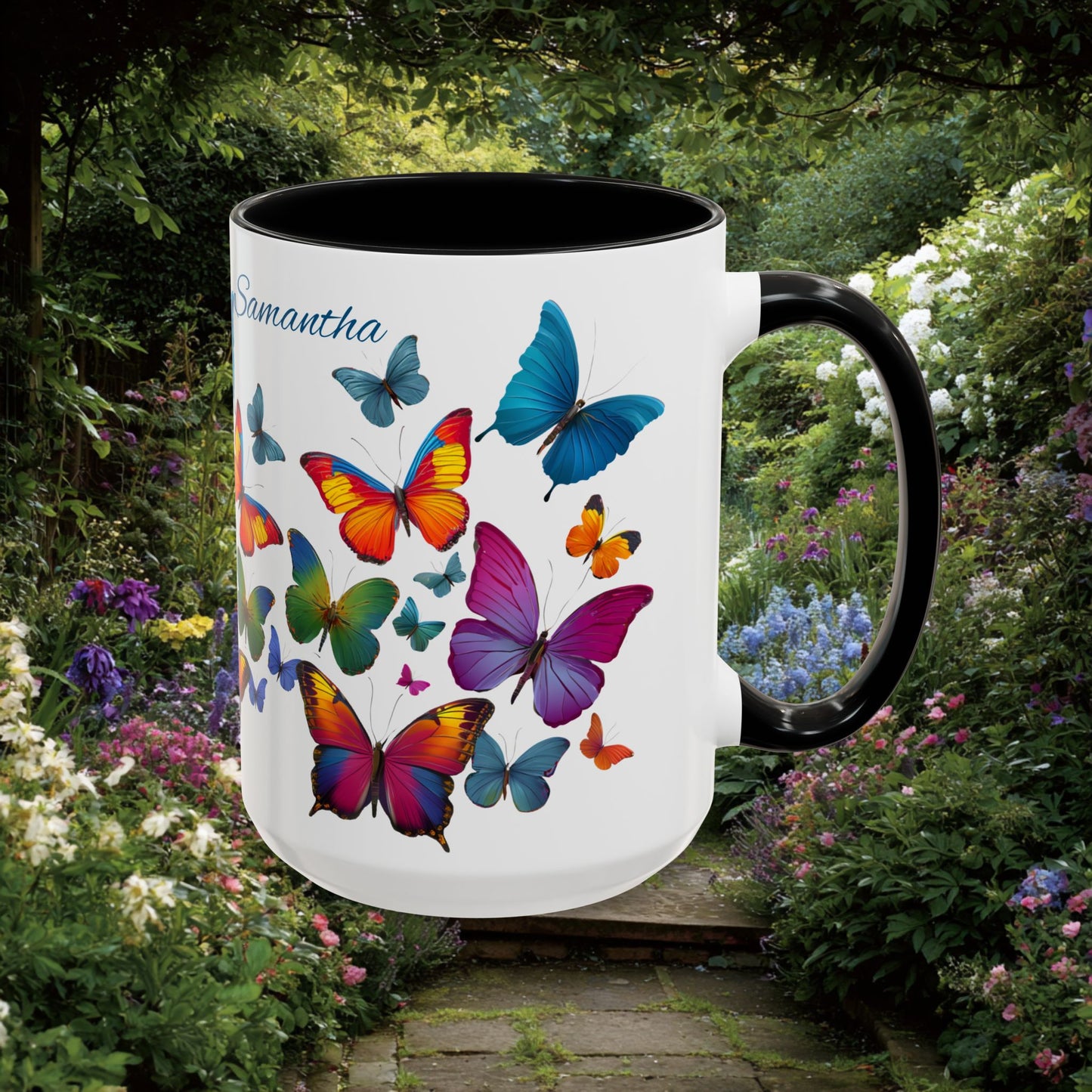 Personalized Butterfly Coffee Cup 15oz. Just add your Custom name to make this a perfect gift! Butterfly cup, Butterflies mug, Grandma Cup