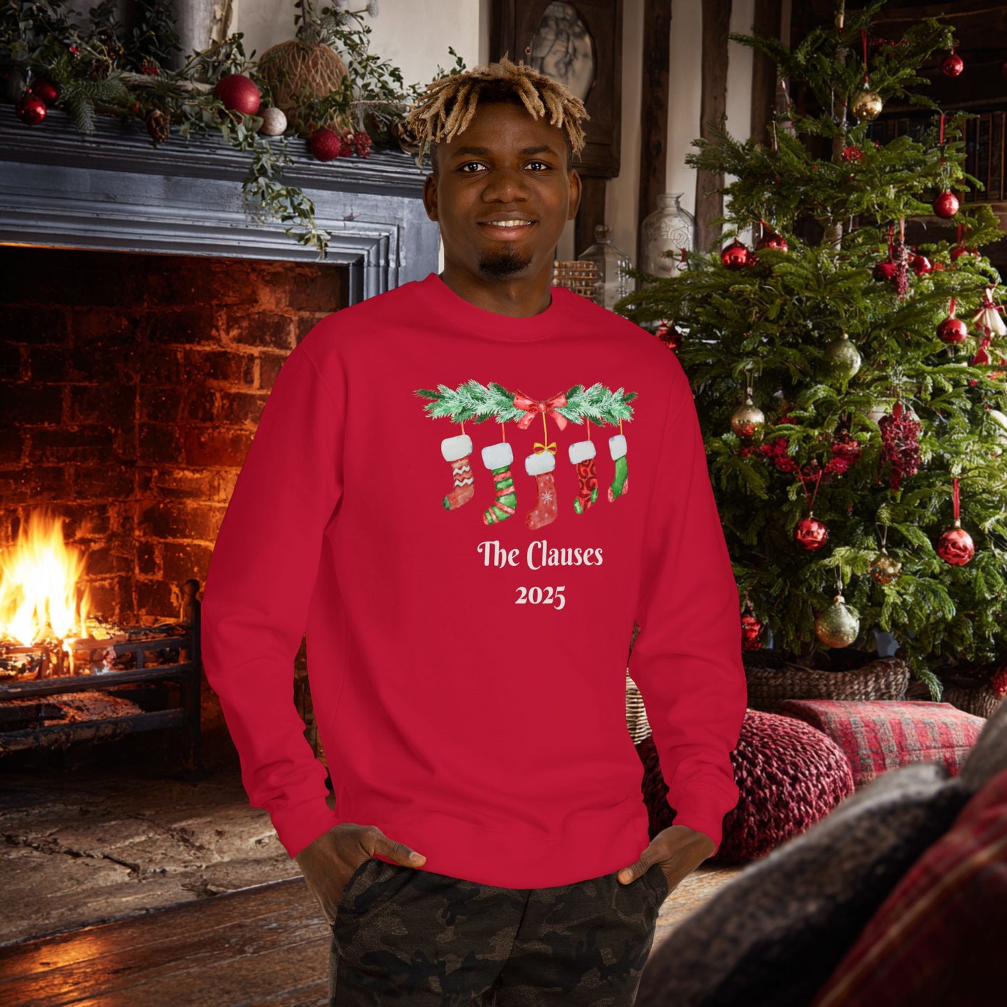 Merry Christmas Stockings Custom Unisex Sweatshirt, Have a Very Merry Christmas! Personalized text is optional.