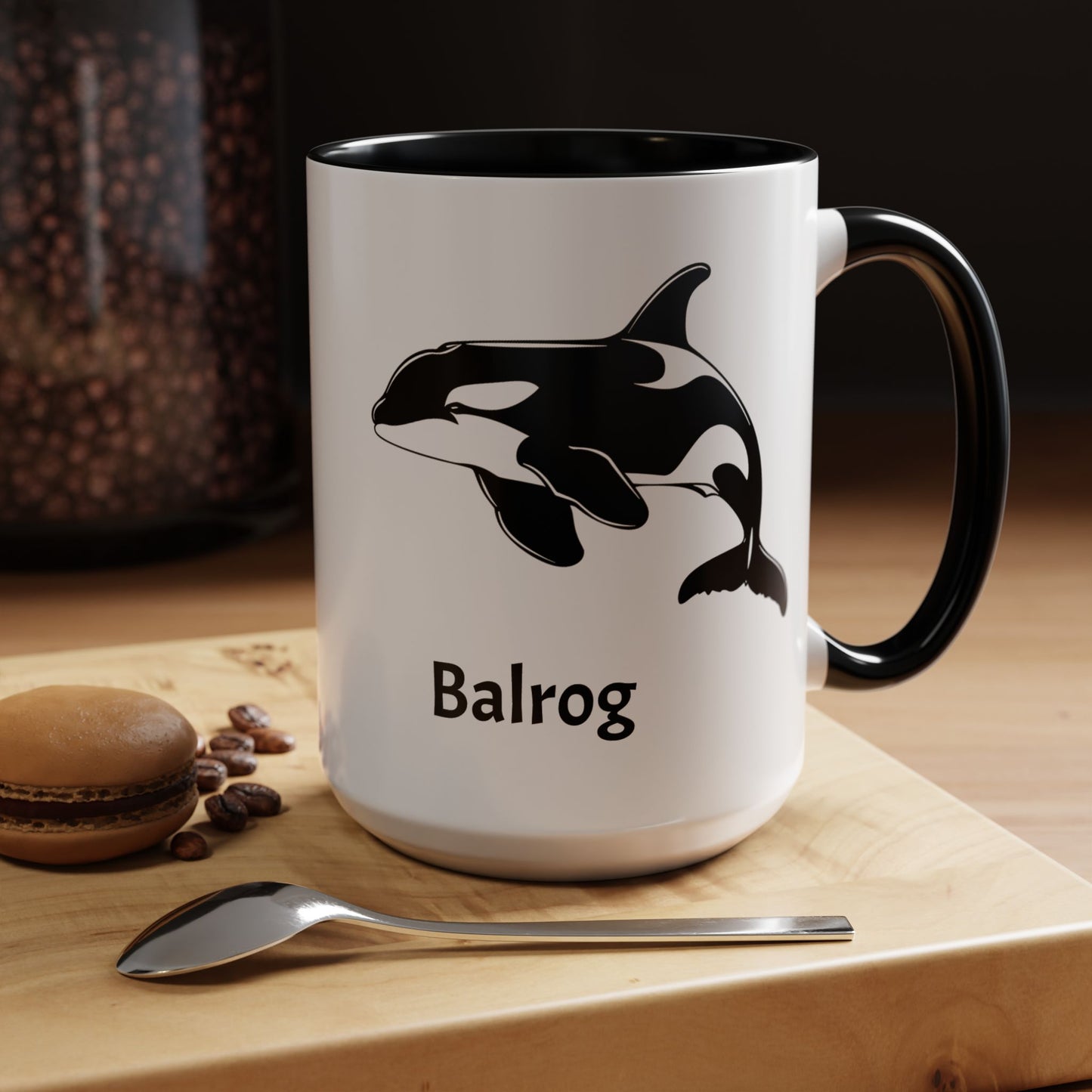 Killer Whale Custom Coffee Cup 15 Oz, Killer Whale Cup, Personalized Orca Mug, Add your custom text cup, Orca drawing