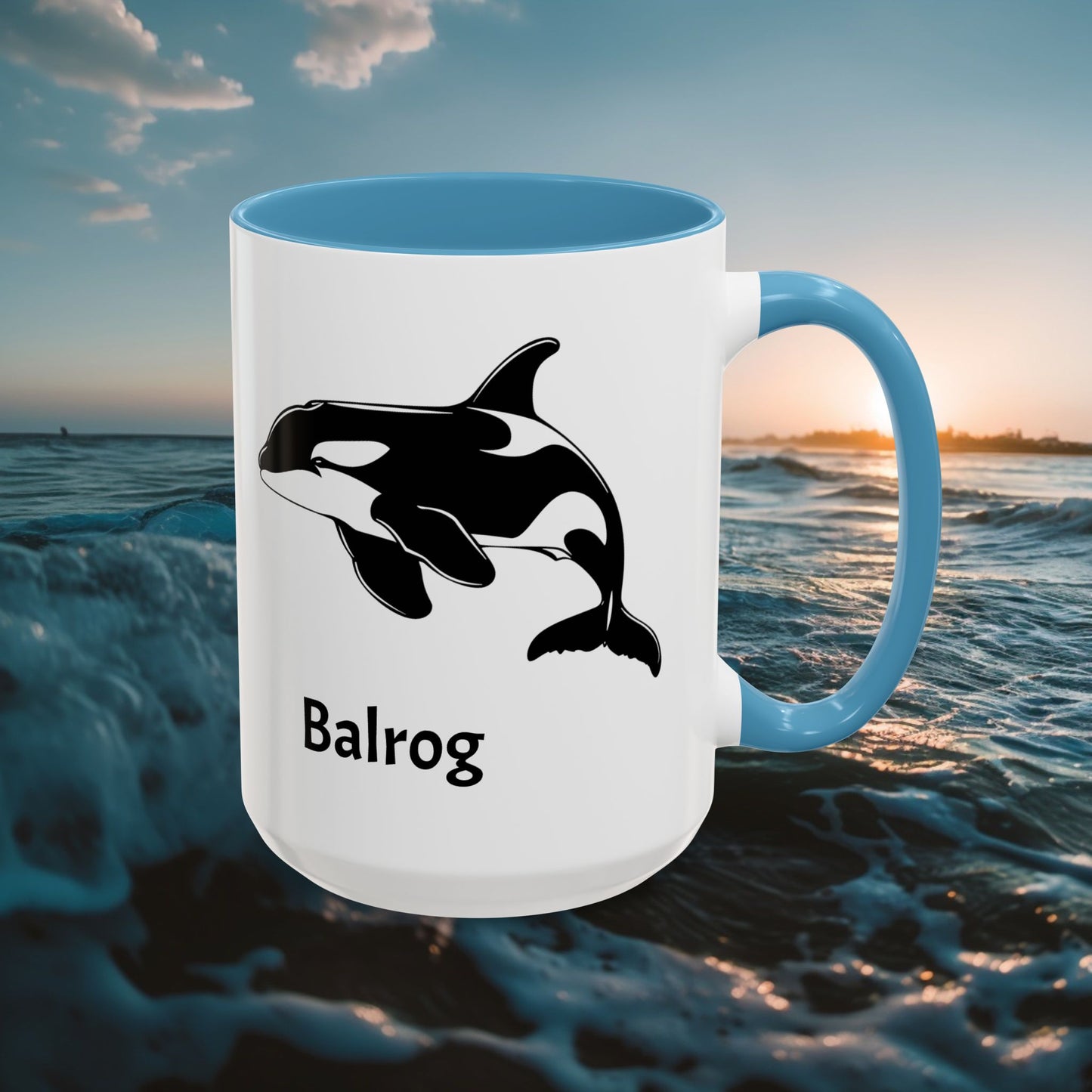 Killer Whale Custom Coffee Cup 15 Oz, Killer Whale Cup, Personalized Orca Mug, Add your custom text cup, Orca drawing