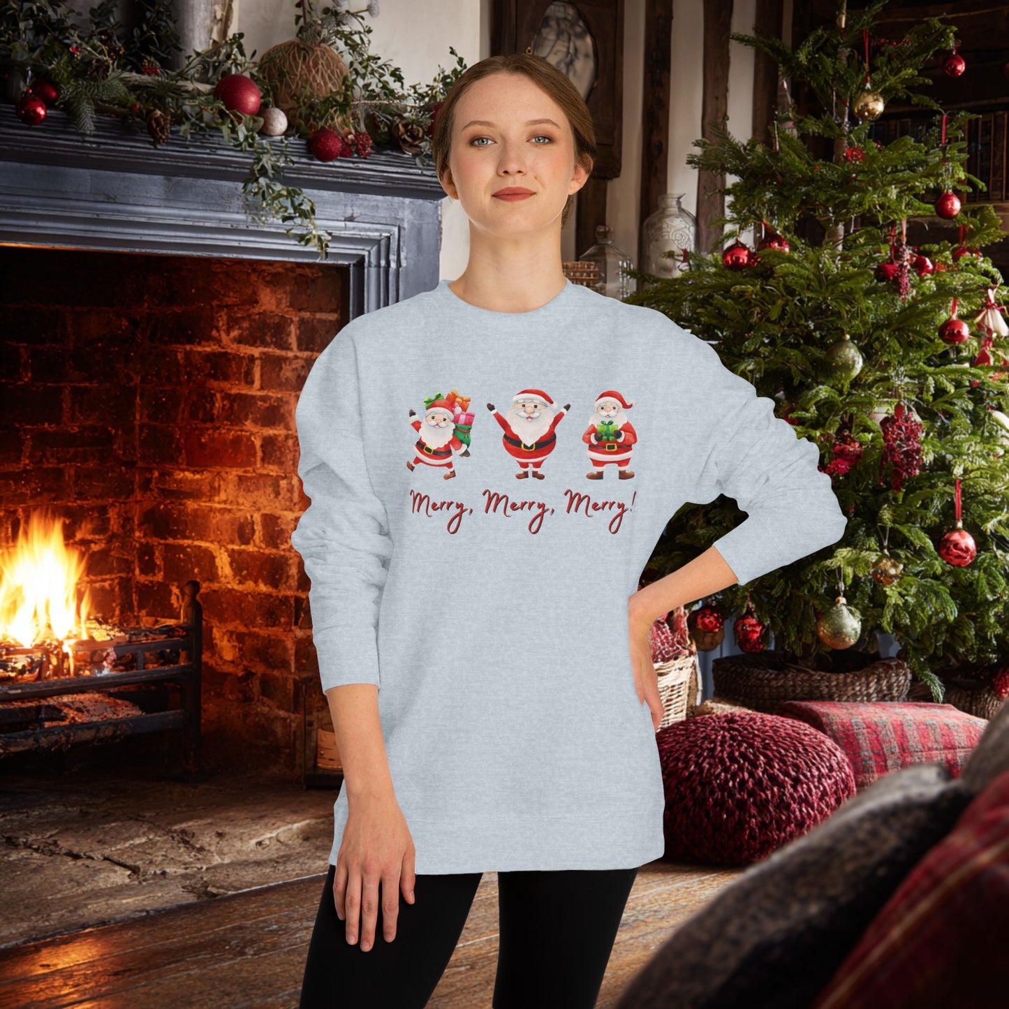 Merry, Merry, Merry Santas Unisex Sweatshirt, Have a Very Merry Christmas!