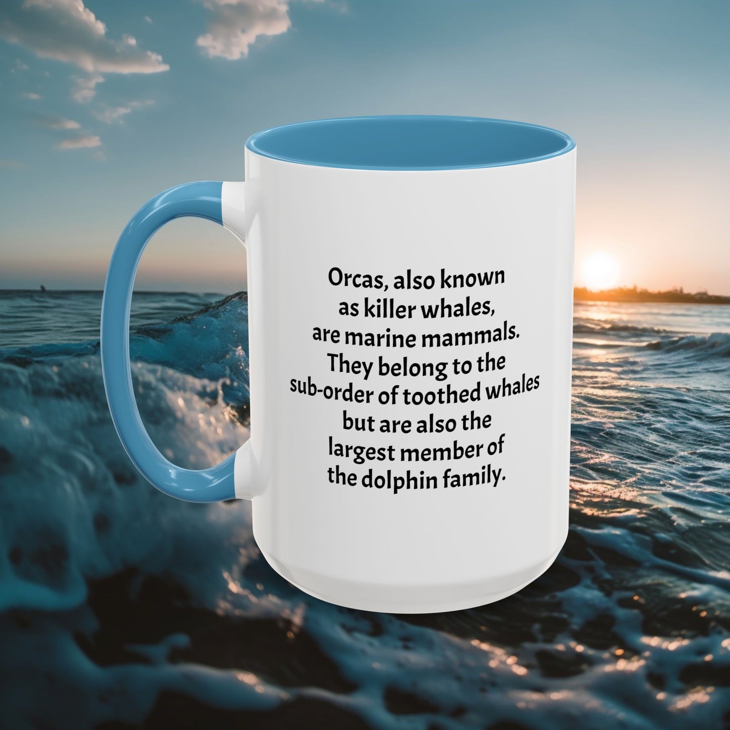 Killer Whale Custom Coffee Cup 15 Oz, Killer Whale Cup, Personalized Orca Mug, Add your custom text cup, Orca drawing