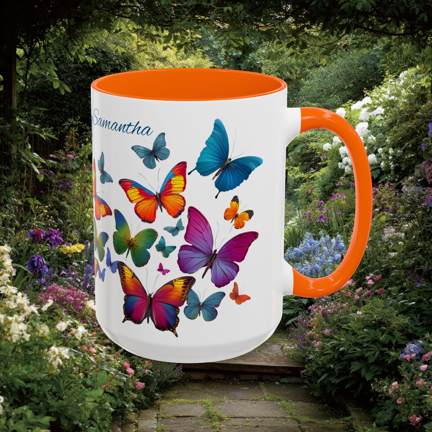Personalized Butterfly Coffee Cup 15oz. Just add your Custom name to make this a perfect gift! Butterfly cup, Butterflies mug, Grandma Cup