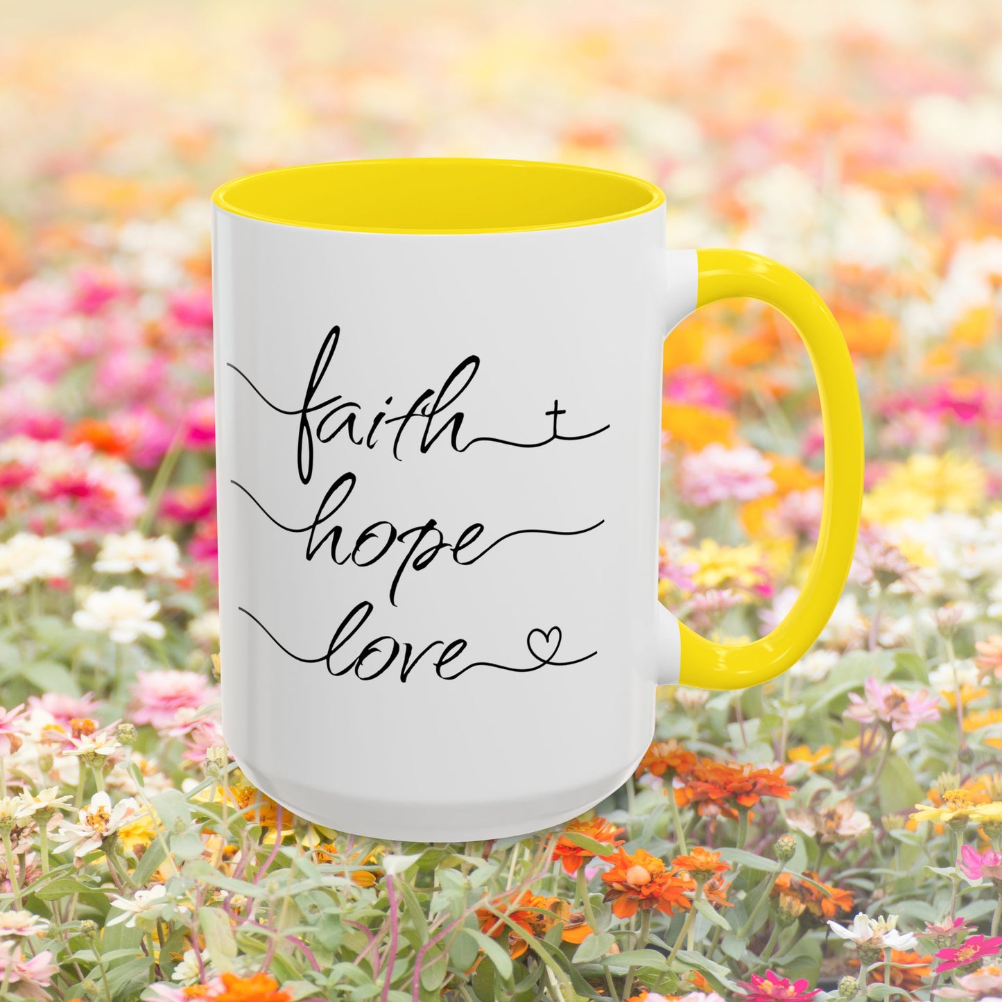 Faith Hope Love Script Coffee Cup 15 Oz, This is the perfect gift for your Christian friend, wife, daughter or teacher!