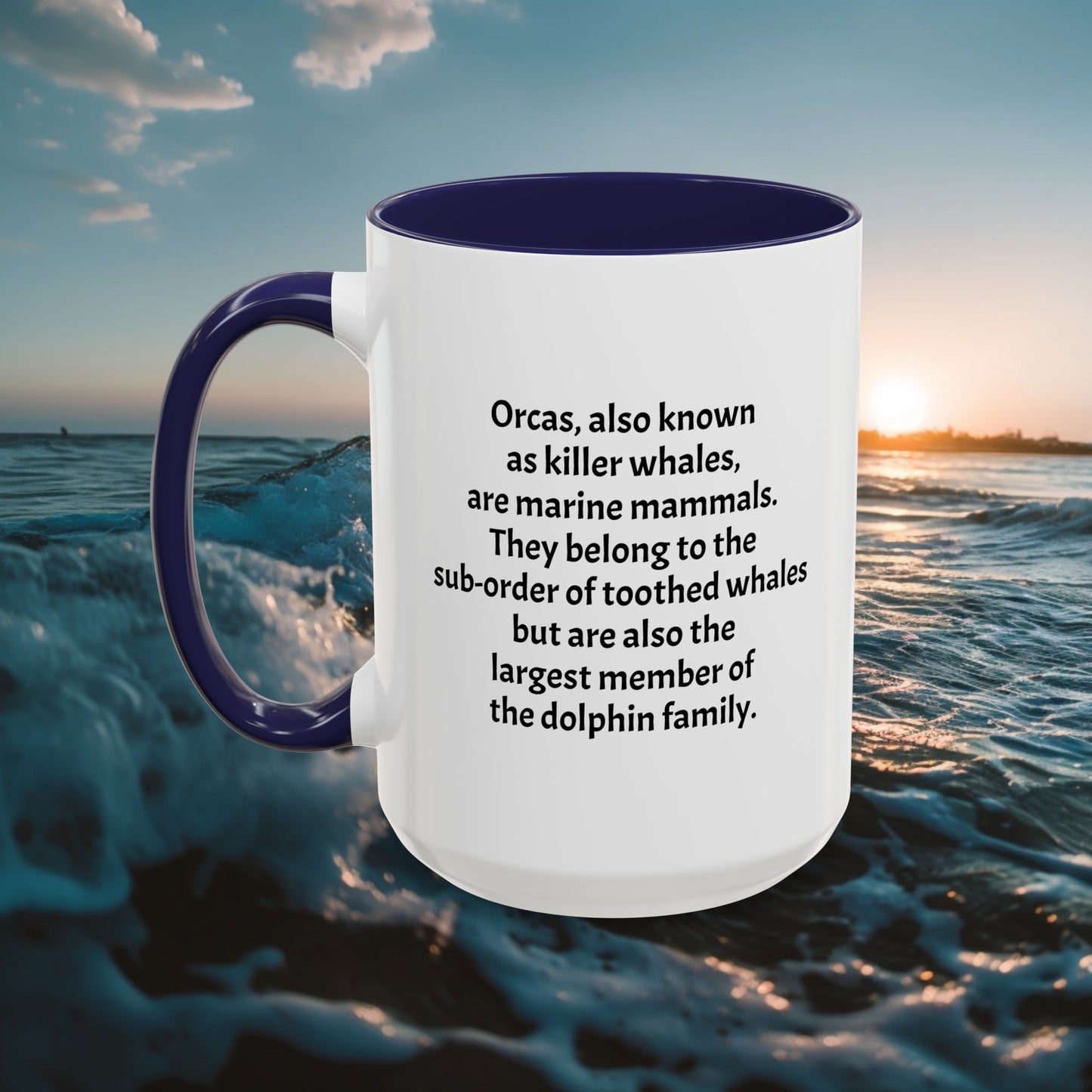 Killer Whale Custom Coffee Cup 15 Oz, Killer Whale Cup, Personalized Orca Mug, Add your custom text cup, Orca drawing