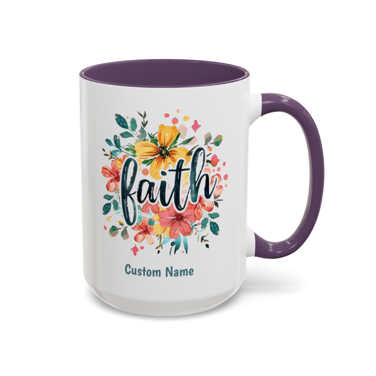 Faith and Flowers Coffee Cup 15 Oz, This is the perfect gift for your Christian friend, Gift for wife, Gift for Mom, daughter or teacher!