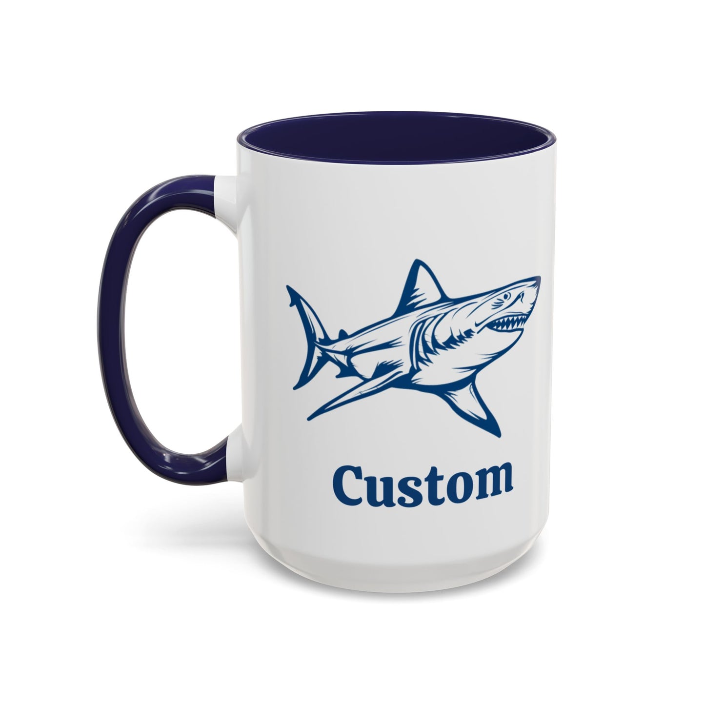 Custom Shark Coffee Cup 15 Oz, Great White shark Cup, Personalized Shark Mug, Add your custom text cup