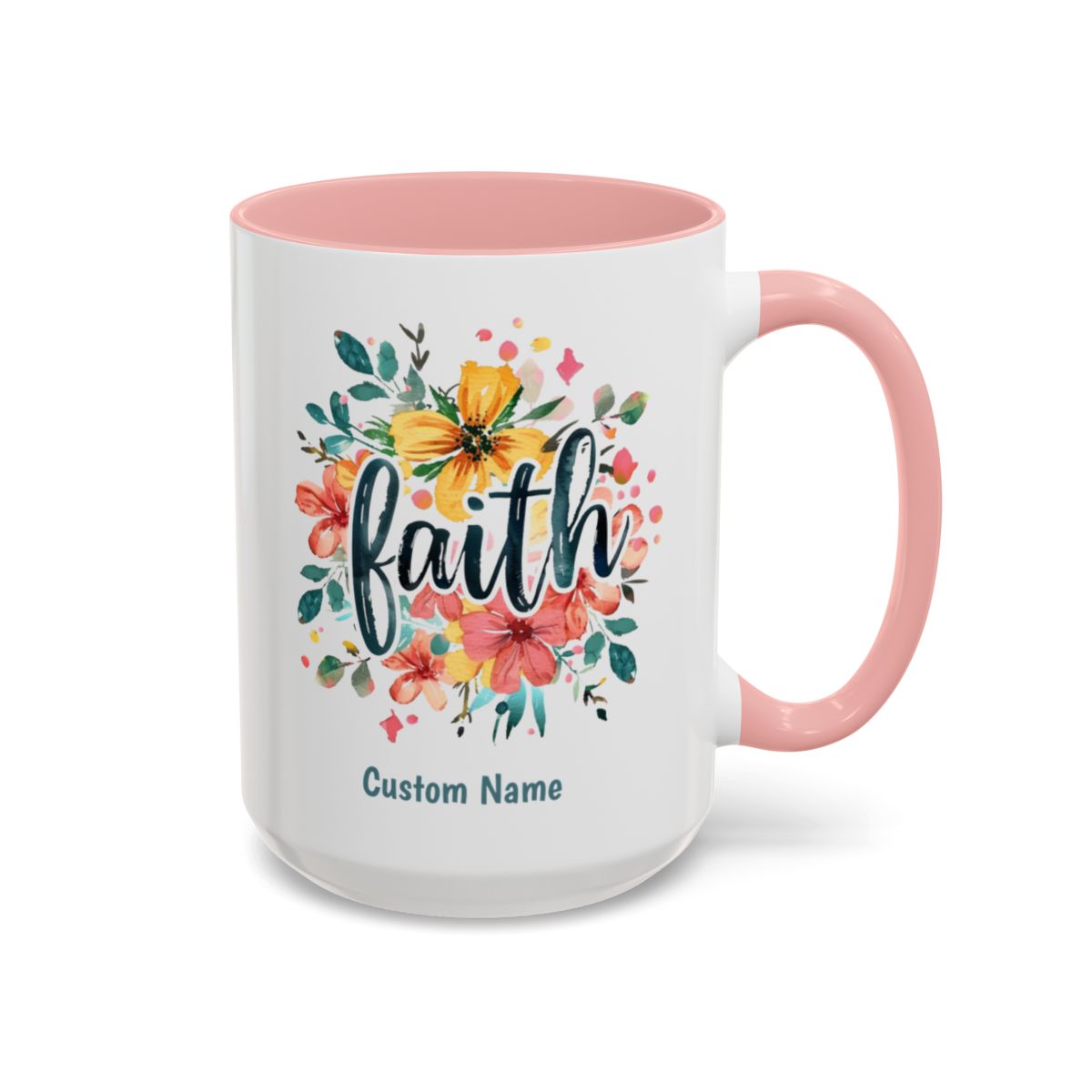 Faith and Flowers Coffee Cup 15 Oz, This is the perfect gift for your Christian friend, Gift for wife, Gift for Mom, daughter or teacher!