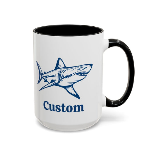 Custom Shark Coffee Cup 15 Oz, Great White shark Cup, Personalized Shark Mug, Add your custom text cup