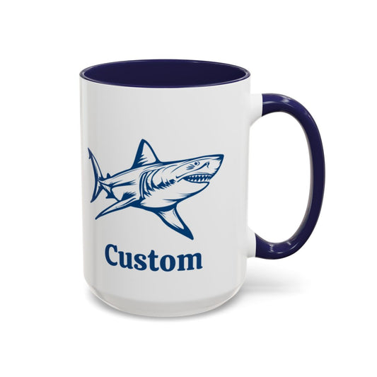 Custom Shark Coffee Cup 15 Oz, Great White shark Cup, Personalized Shark Mug, Add your custom text cup