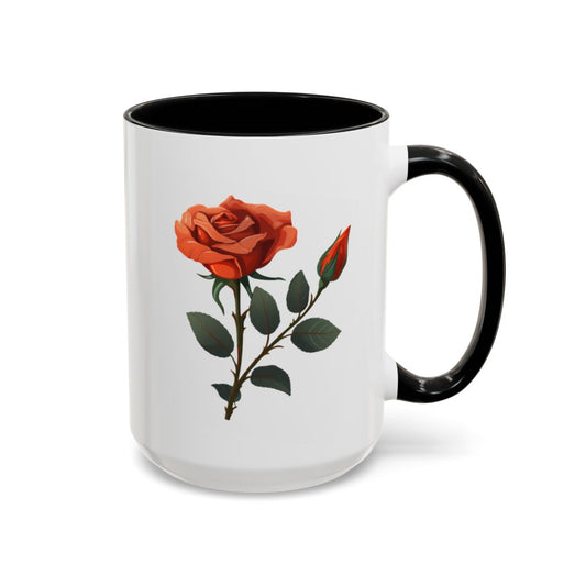 Personalized Language of Flowers Orange Rose Coffee Mugs, 15oz. Add Custom Text to make this the perfect gift for someone special!