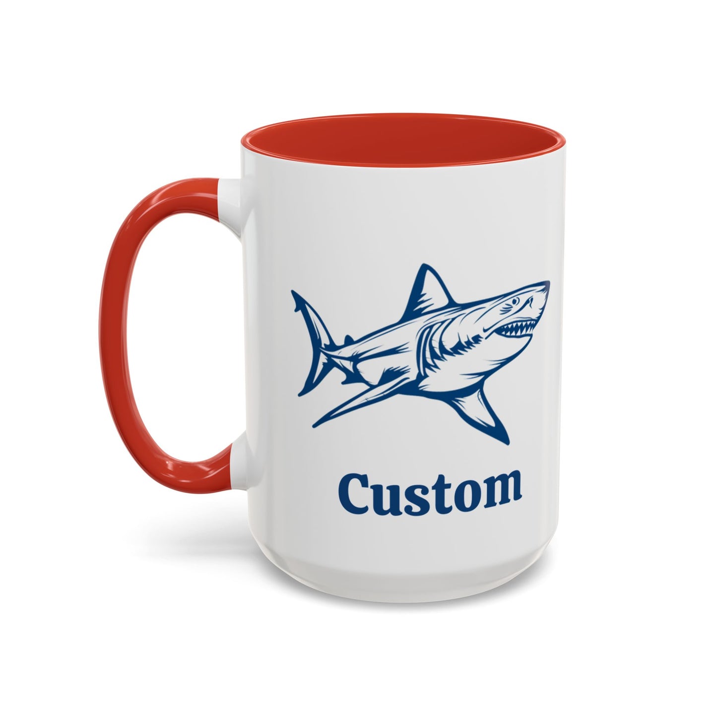 Custom Shark Coffee Cup 15 Oz, Great White shark Cup, Personalized Shark Mug, Add your custom text cup