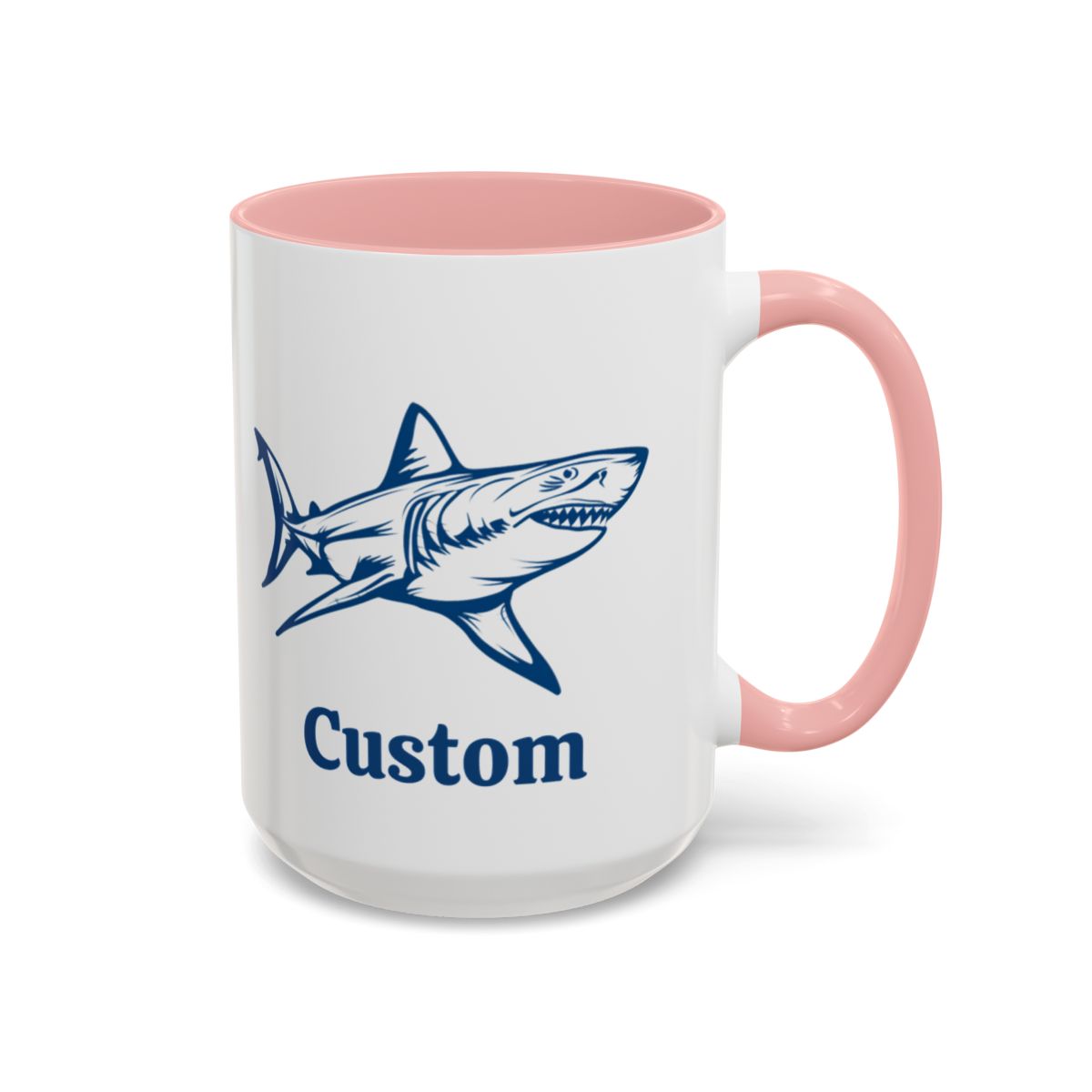 Custom Shark Coffee Cup 15 Oz, Great White shark Cup, Personalized Shark Mug, Add your custom text cup