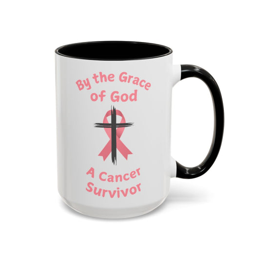 Breast Cancer Survivor Personalized Coffee Cup By the Grace of God. Custom name is optional. For your Christian Breast Cancer Survivor!