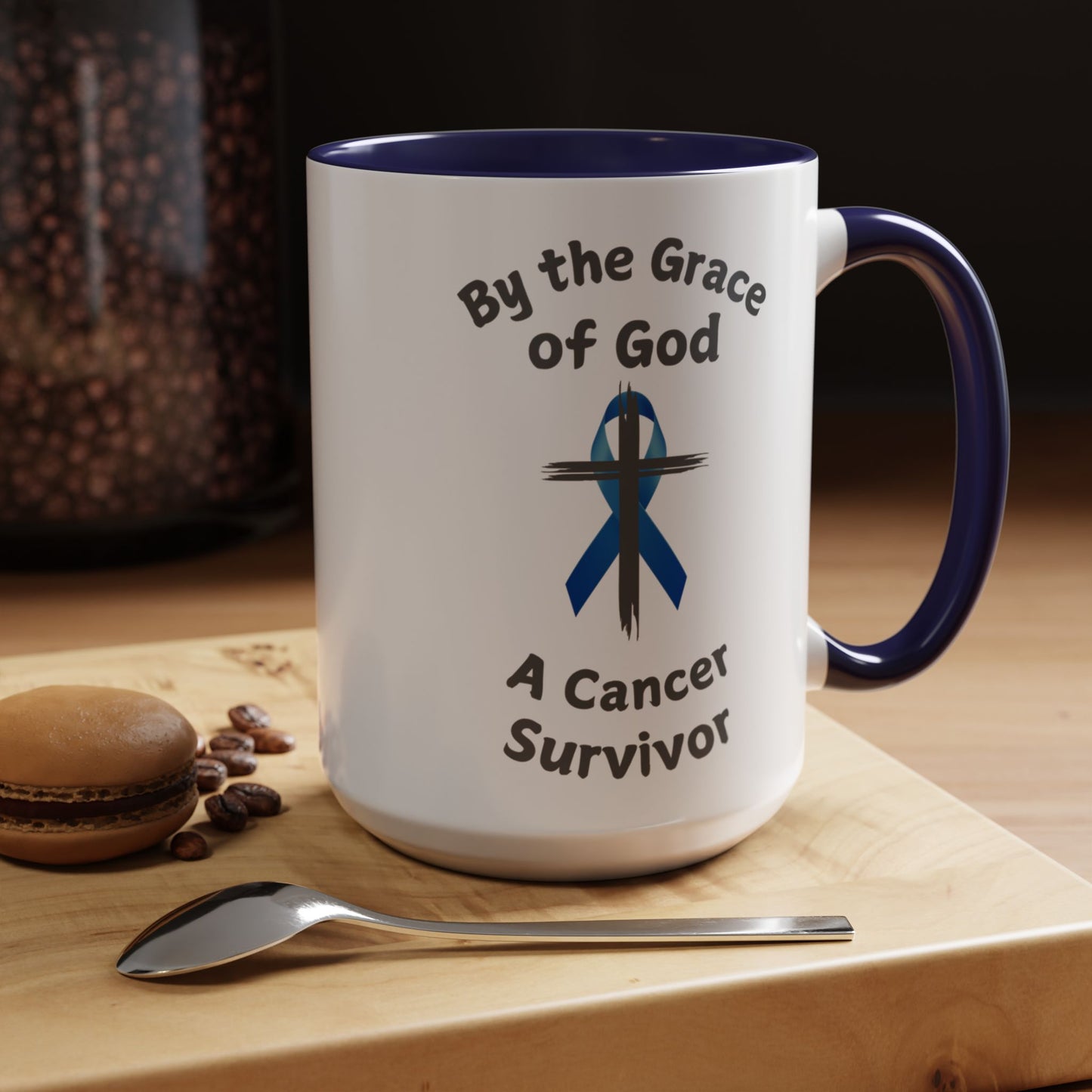 Prostate Cancer Survivor Personalized Coffee Cup By the Grace of God. Custom name is optional. For your Christian Prostate Cancer Survivor!