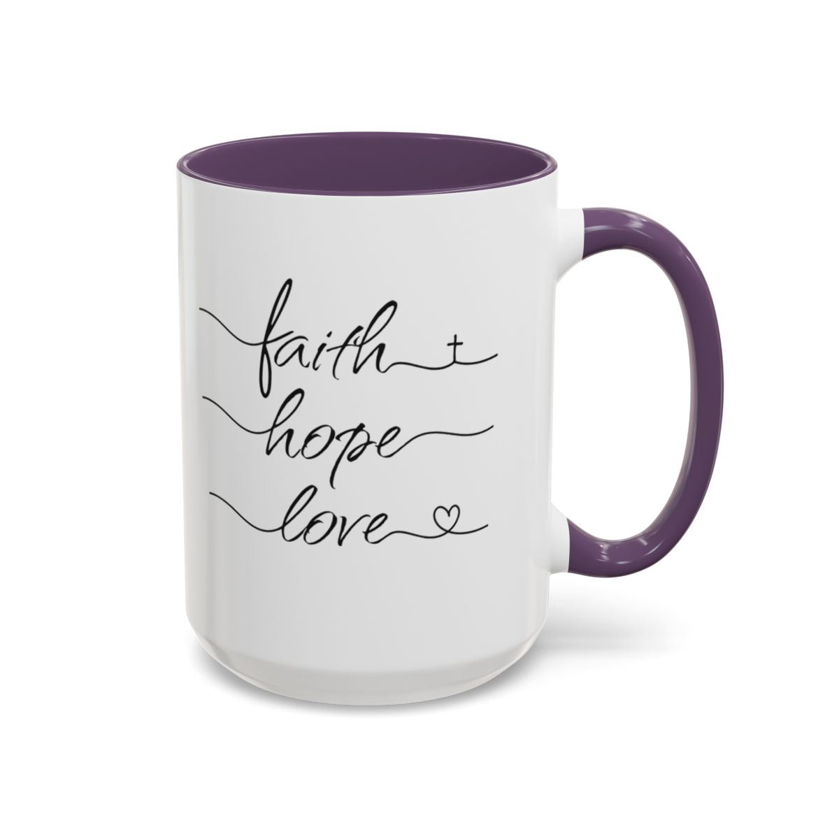 Faith Hope Love Script Coffee Cup 15 Oz, This is the perfect gift for your Christian friend, wife, daughter or teacher!