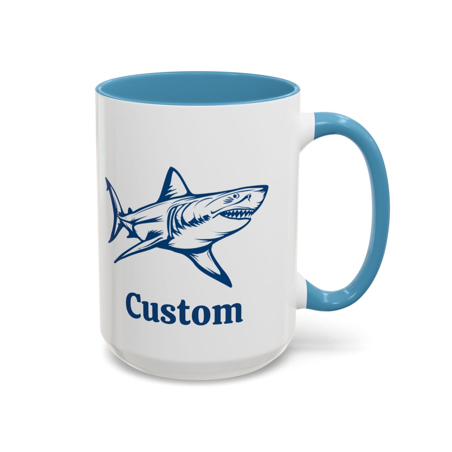 Custom Shark Coffee Cup 15 Oz, Great White shark Cup, Personalized Shark Mug, Add your custom text cup