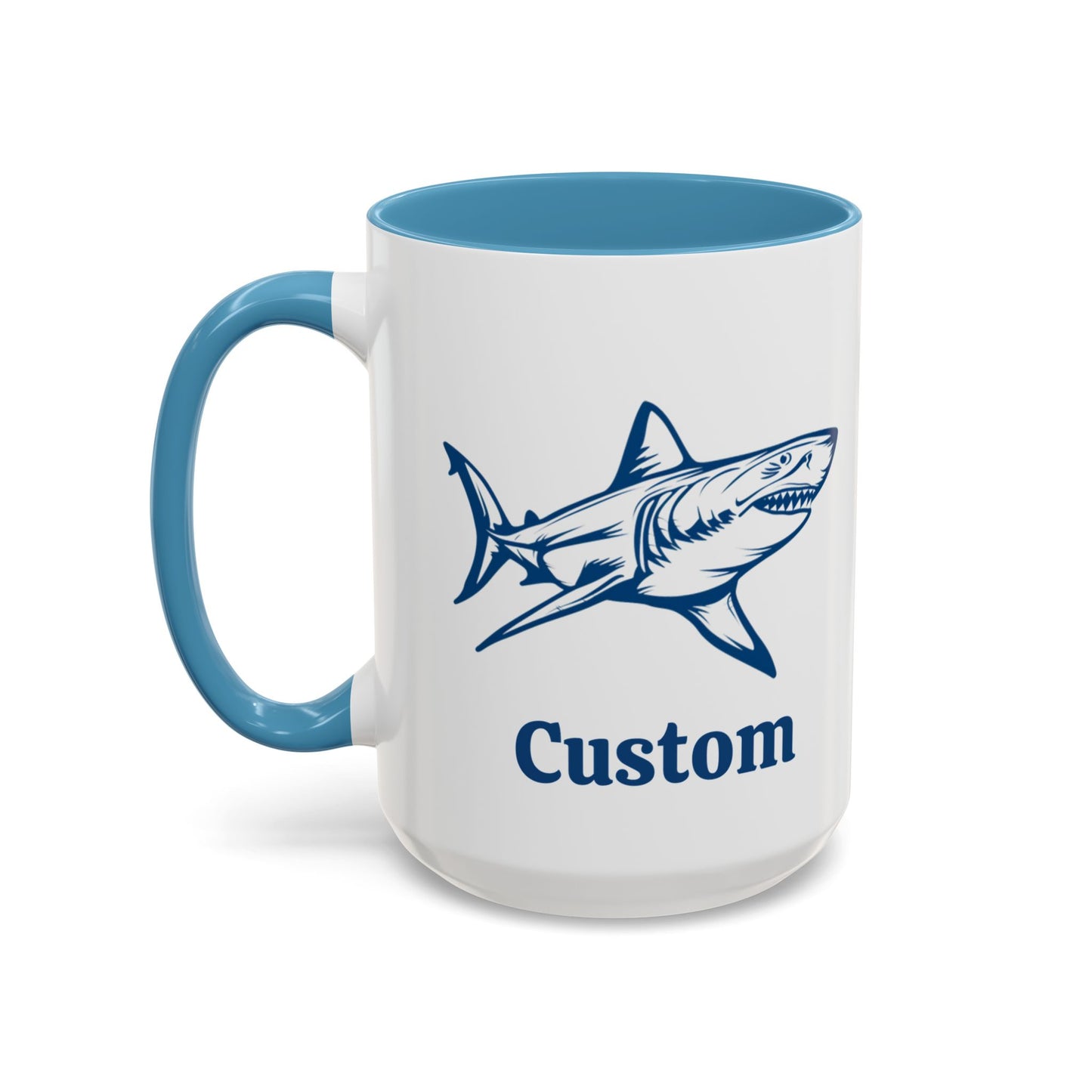 Custom Shark Coffee Cup 15 Oz, Great White shark Cup, Personalized Shark Mug, Add your custom text cup