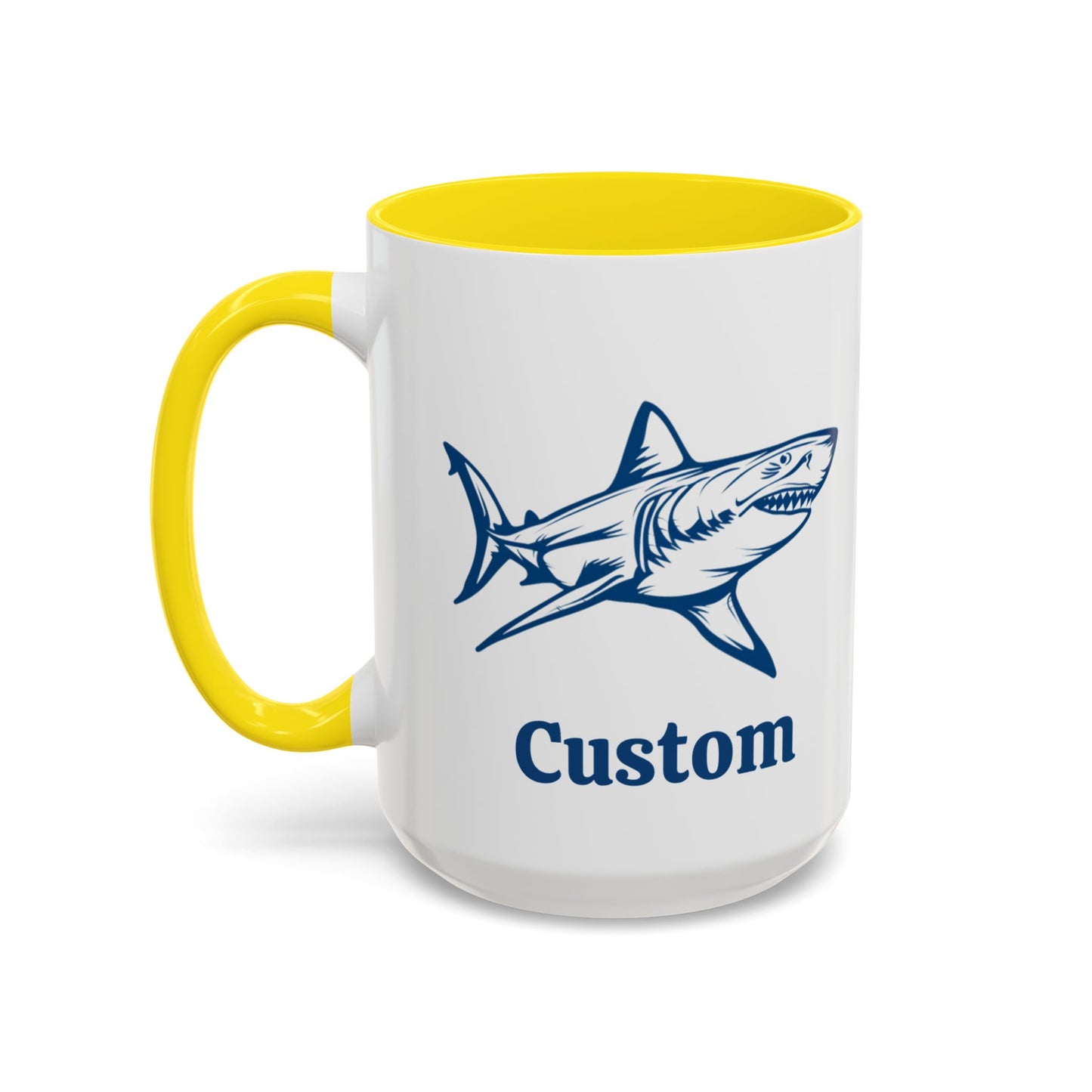 Custom Shark Coffee Cup 15 Oz, Great White shark Cup, Personalized Shark Mug, Add your custom text cup
