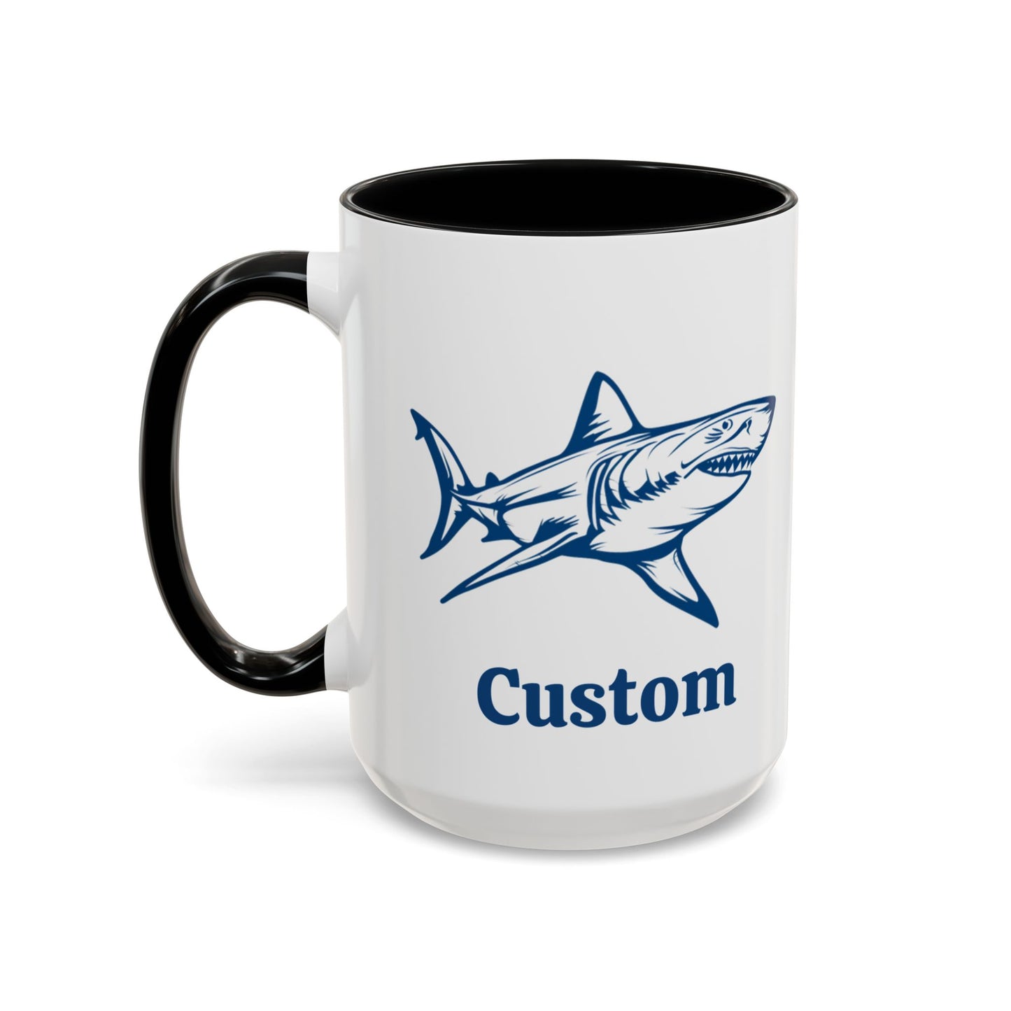 Custom Shark Coffee Cup 15 Oz, Great White shark Cup, Personalized Shark Mug, Add your custom text cup