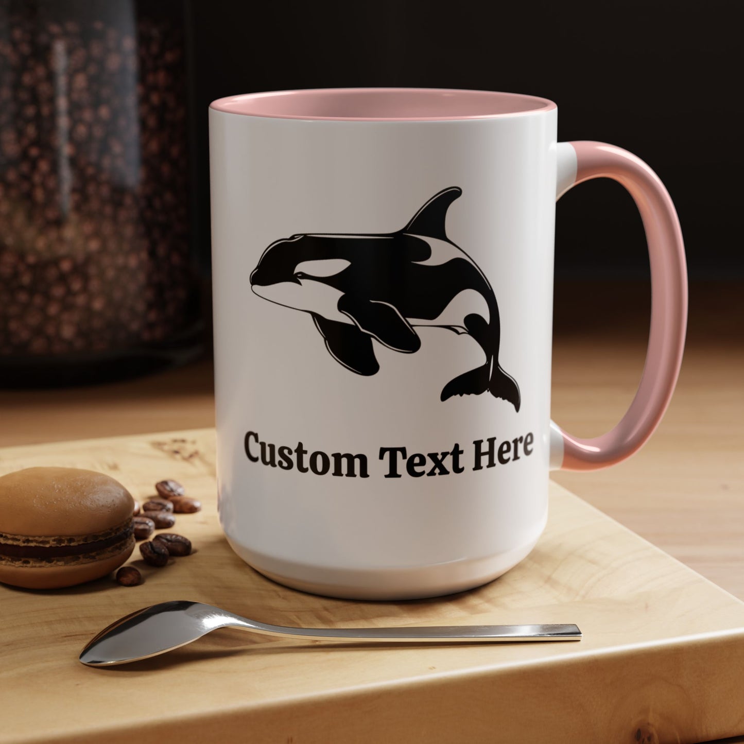 Killer Whale Custom Coffee Cup 15 Oz, Killer Whale Cup, Personalized Orca Mug, Add your custom text cup, Orca drawing