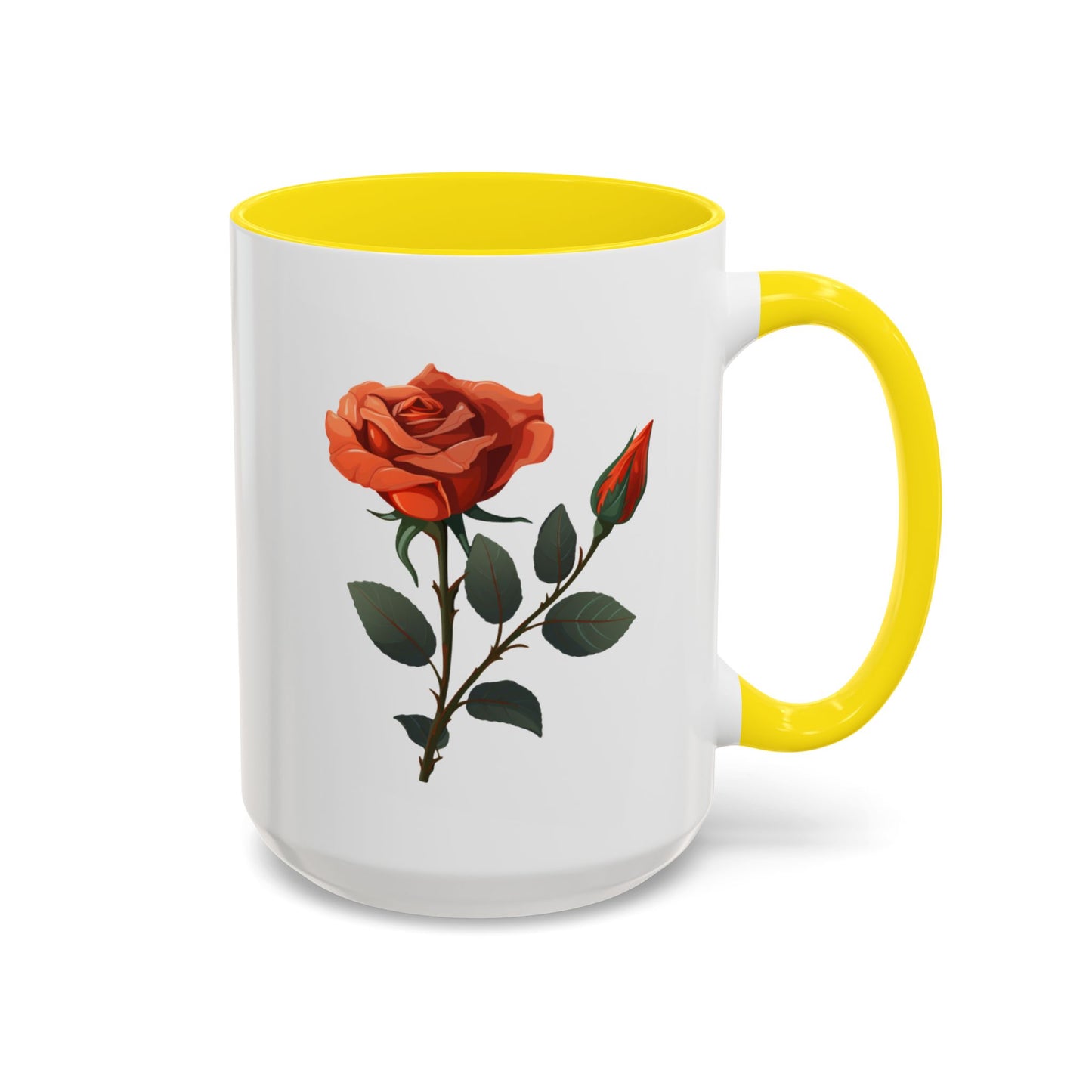 Personalized Language of Flowers Orange Rose Coffee Mugs, 15oz. Add Custom Text to make this the perfect gift for someone special!