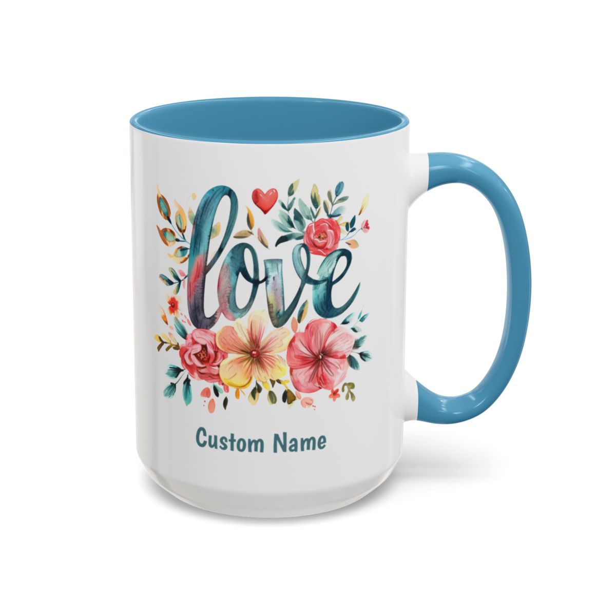 Love and Flowers Coffee Cup 15 Oz, This is the perfect gift for your Christian friend, Gift for wife, Gift for Mom, daughter or teacher!