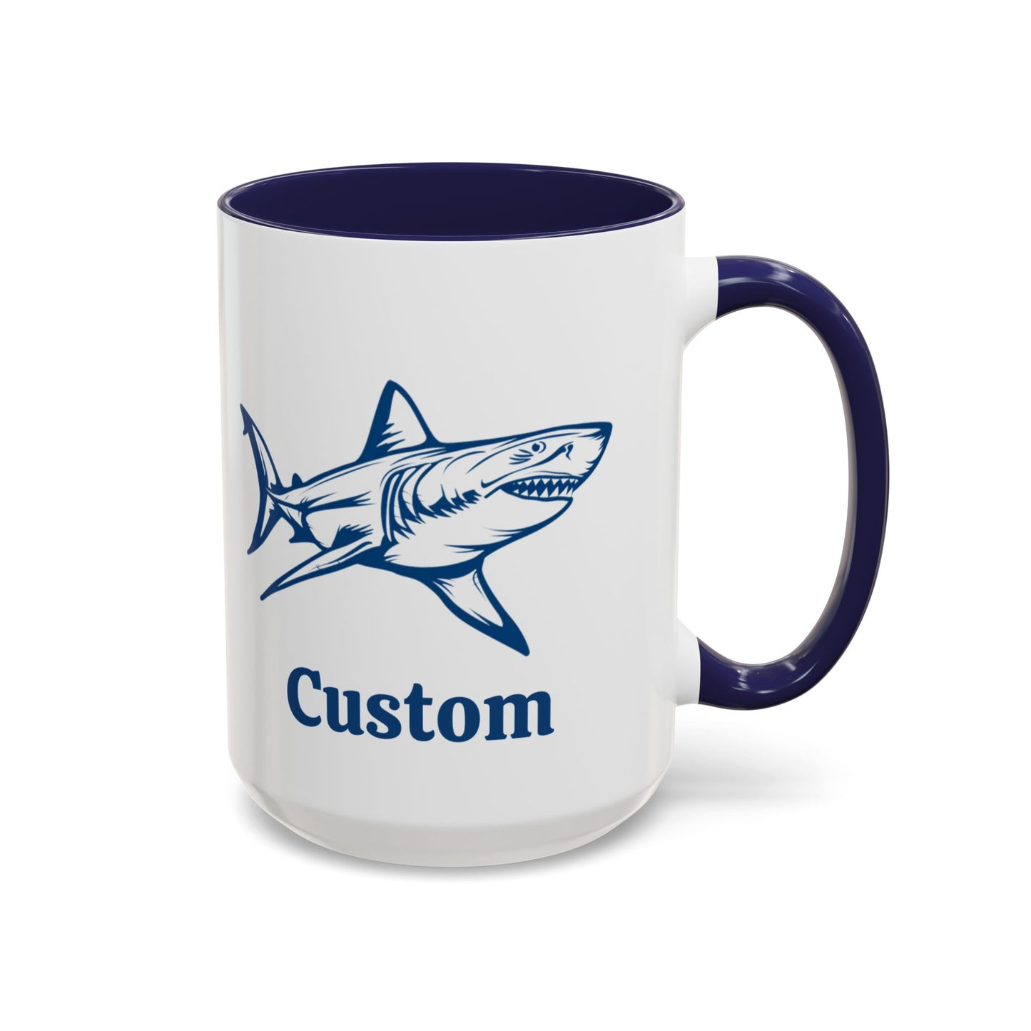 Custom Shark Coffee Cup 15 Oz, Great White shark Cup, Personalized Shark Mug, Add your custom text cup