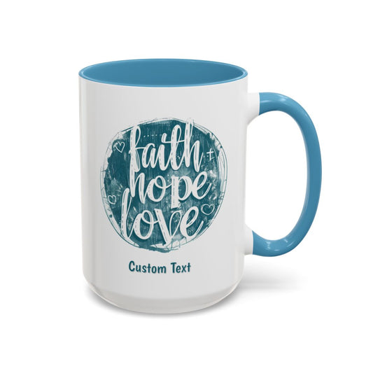 Retro Faith Hope Love Coffee Cup 15 Oz, This is the perfect gift for your Christian friend, wife, daughter or teacher!