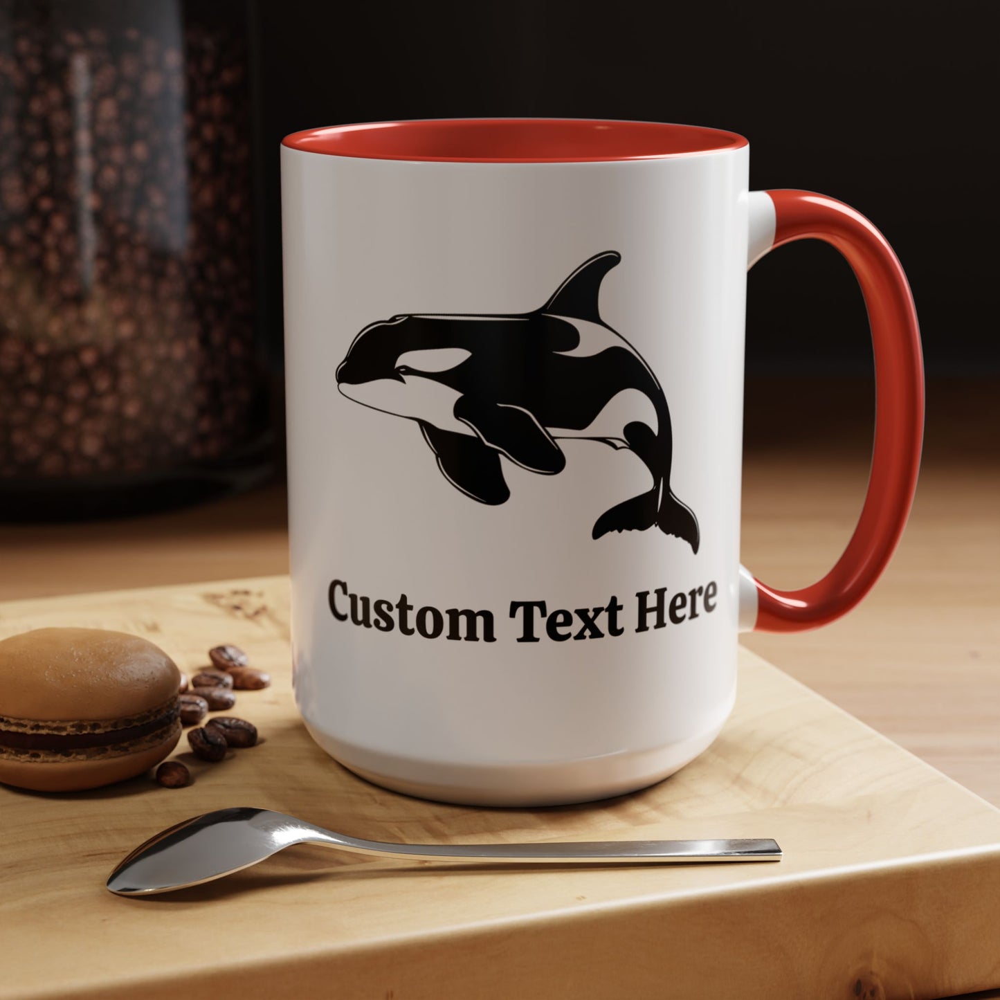 Killer Whale Custom Coffee Cup 15 Oz, Killer Whale Cup, Personalized Orca Mug, Add your custom text cup, Orca drawing