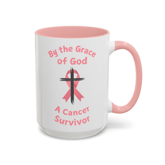 Breast Cancer Survivor Personalized Coffee Cup By the Grace of God. Custom name is optional. For your Christian Breast Cancer Survivor!