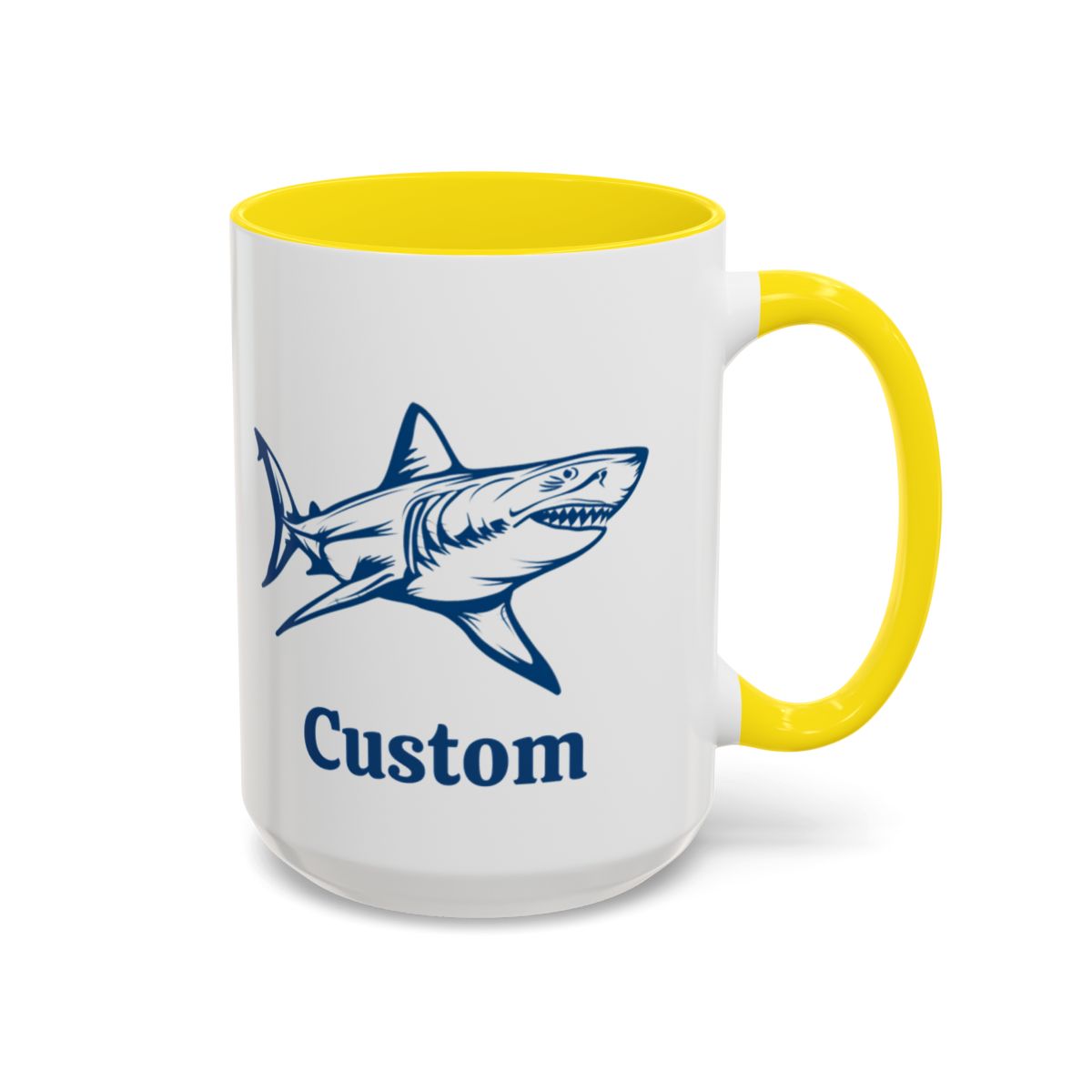 Custom Shark Coffee Cup 15 Oz, Great White shark Cup, Personalized Shark Mug, Add your custom text cup