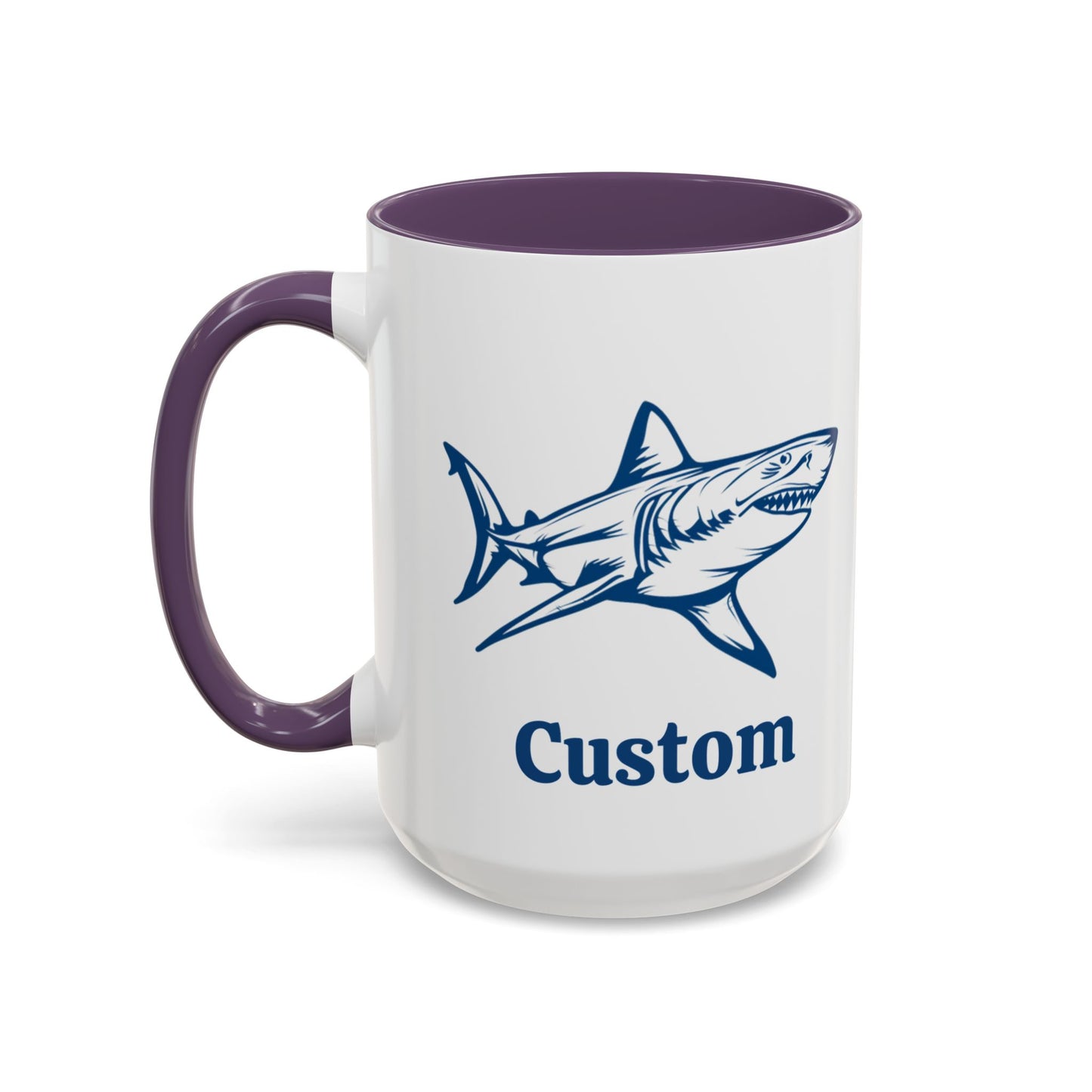 Custom Shark Coffee Cup 15 Oz, Great White shark Cup, Personalized Shark Mug, Add your custom text cup