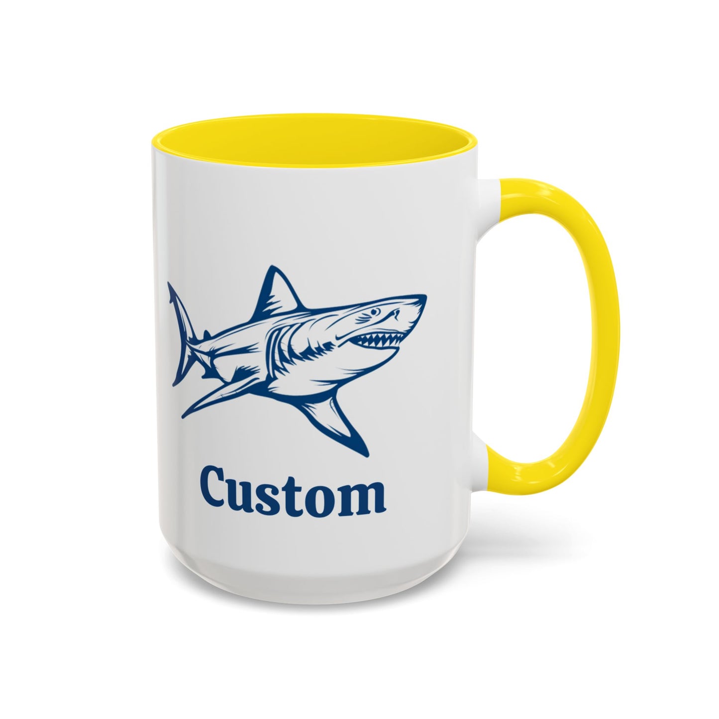 Custom Shark Coffee Cup 15 Oz, Great White shark Cup, Personalized Shark Mug, Add your custom text cup