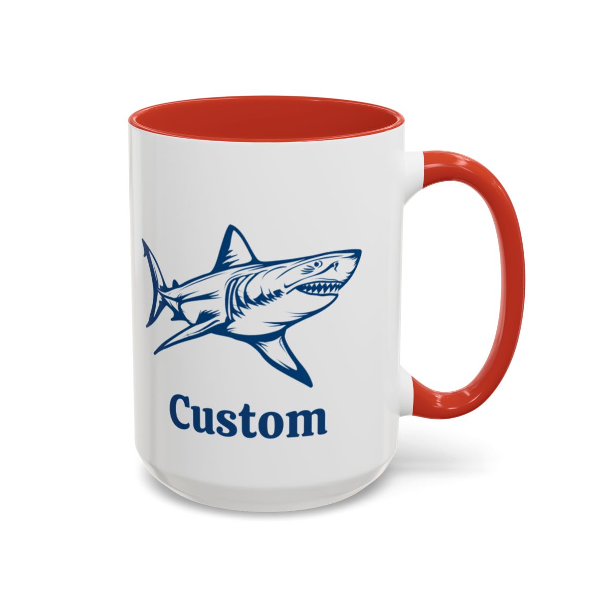 Custom Shark Coffee Cup 15 Oz, Great White shark Cup, Personalized Shark Mug, Add your custom text cup
