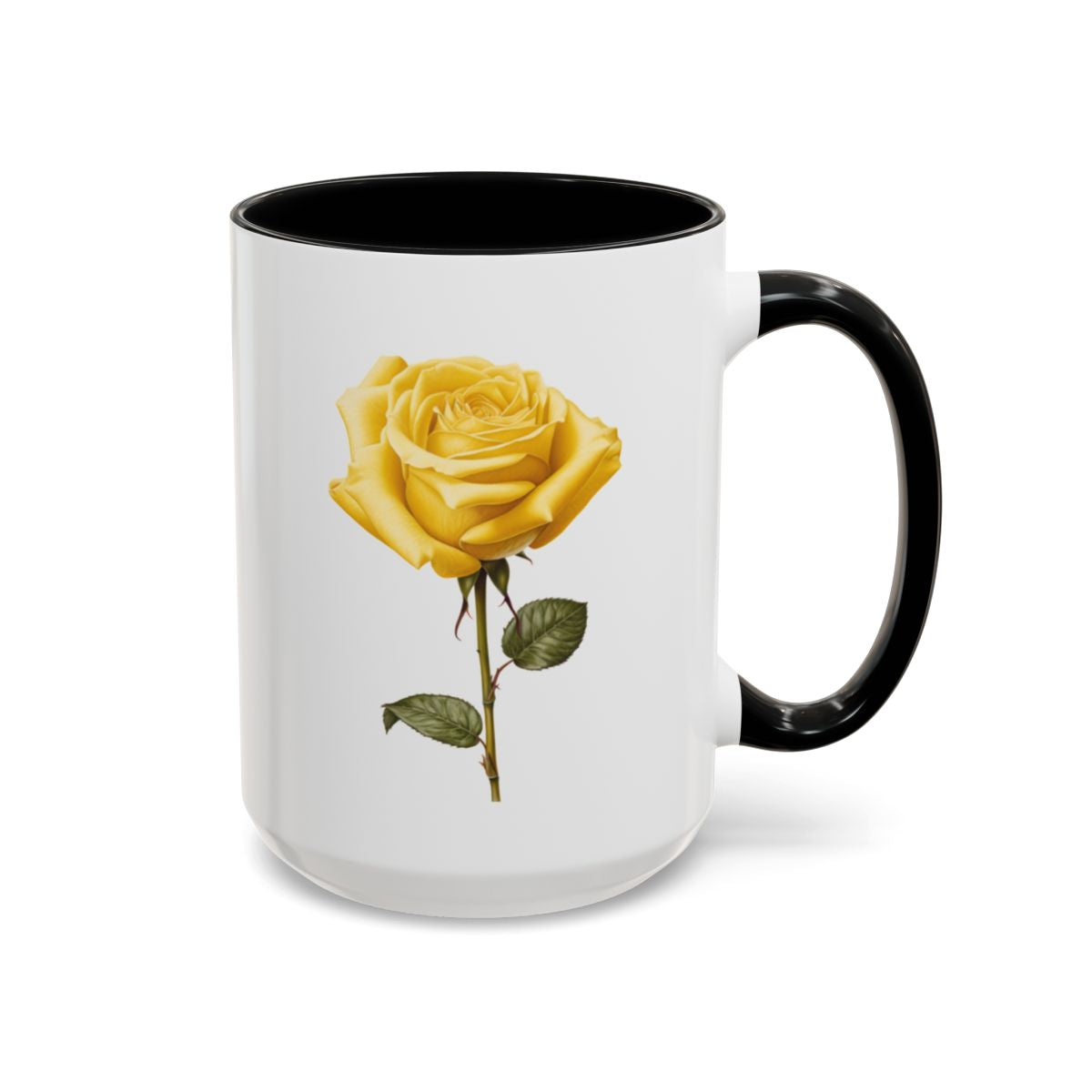 Personalized Language of Flowers Yellow Rose Coffee Mugs, 15oz. Add Custom Text to this Rose cup to make it a perfect gift!