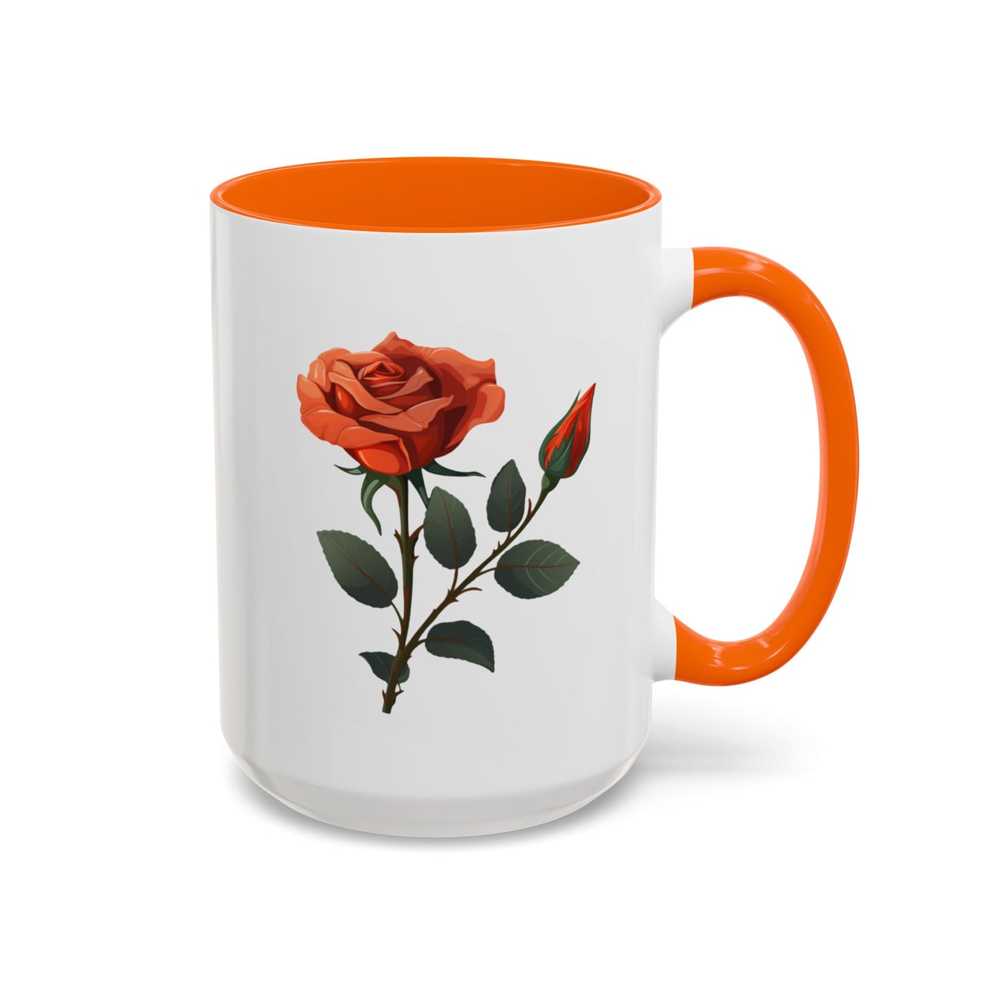 Personalized Language of Flowers Orange Rose Coffee Mugs, 15oz. Add Custom Text to make this the perfect gift for someone special!
